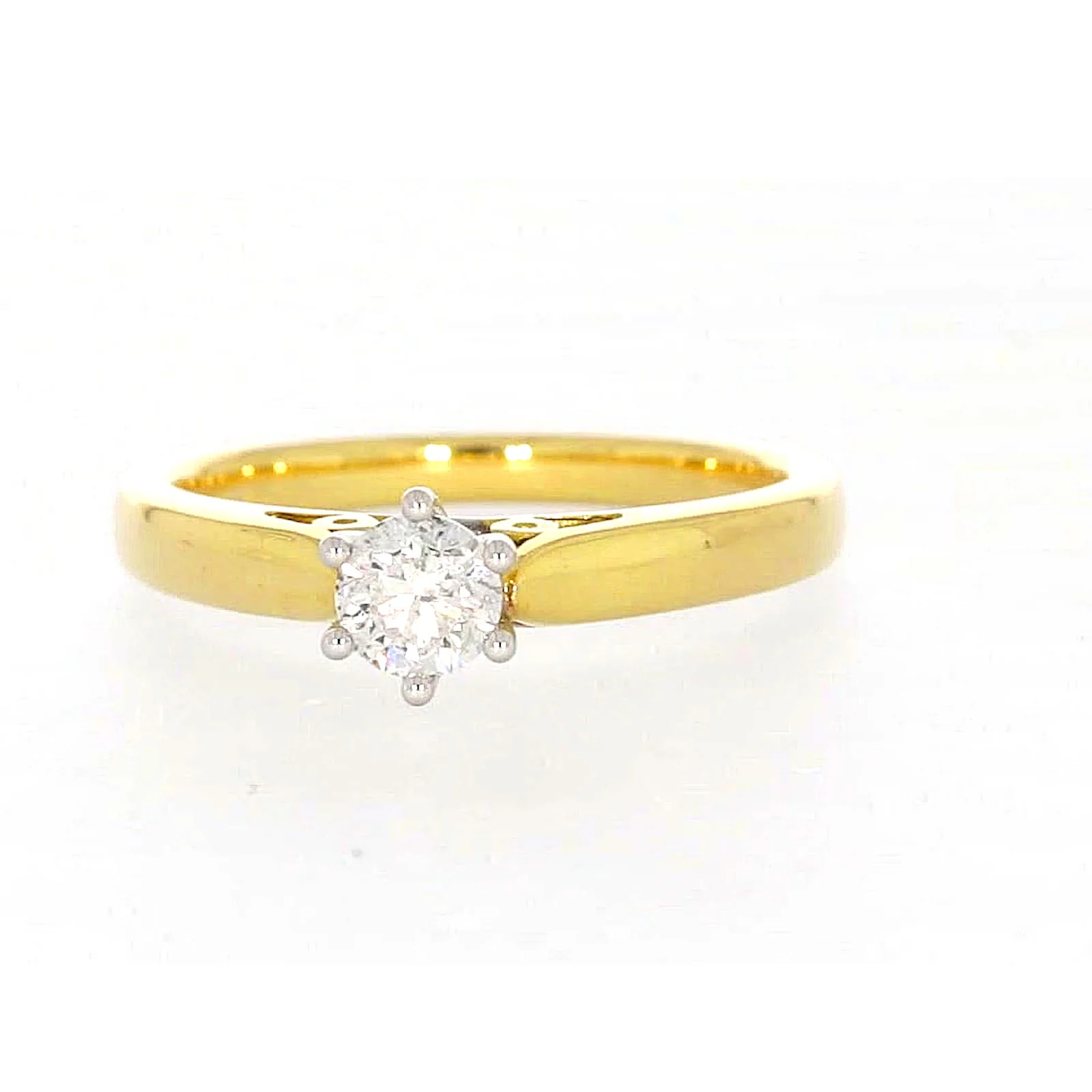 Solitaire 18ct Two Tone Gold Round Brilliant Cut with 1/2 CARAT of Diamonds Ring - Image 3