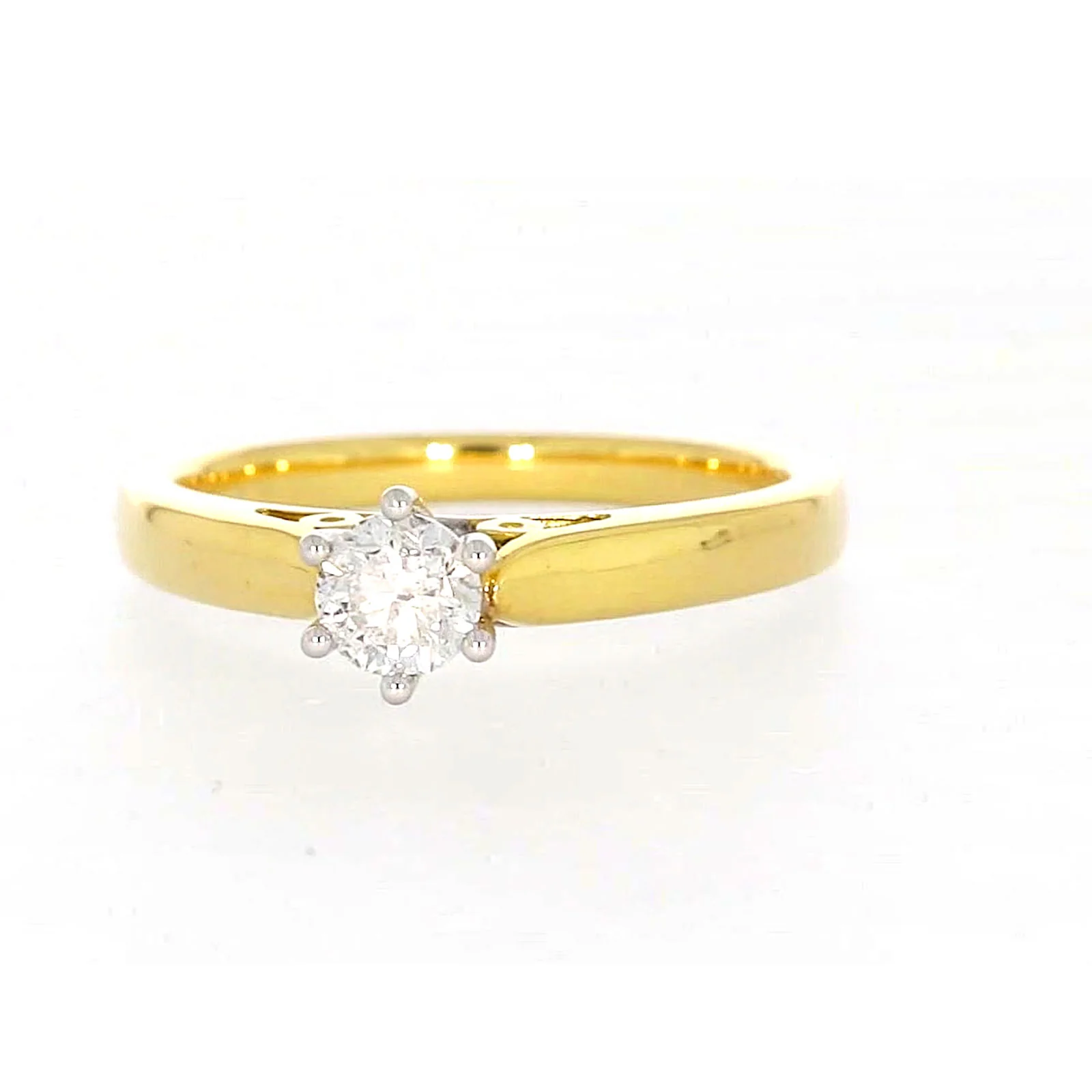 Solitaire 18ct Two Tone Gold Round Brilliant Cut with 1/2 CARAT of Diamonds Ring - Image 4
