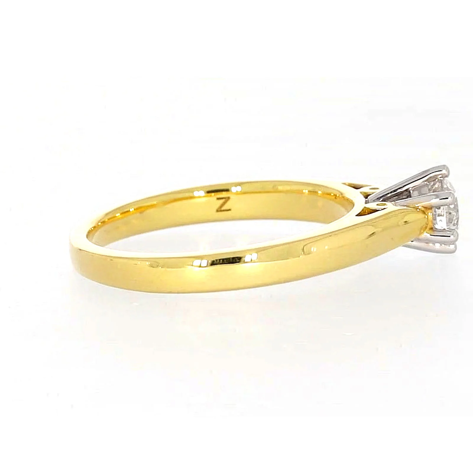 Solitaire 18ct Two Tone Gold Round Brilliant Cut with 1/2 CARAT of Diamonds Ring - Image 56