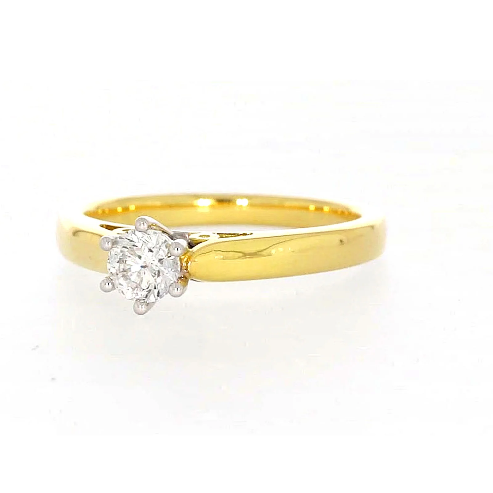 Solitaire 18ct Two Tone Gold Round Brilliant Cut with 1/2 CARAT of Diamonds Ring - Image 6