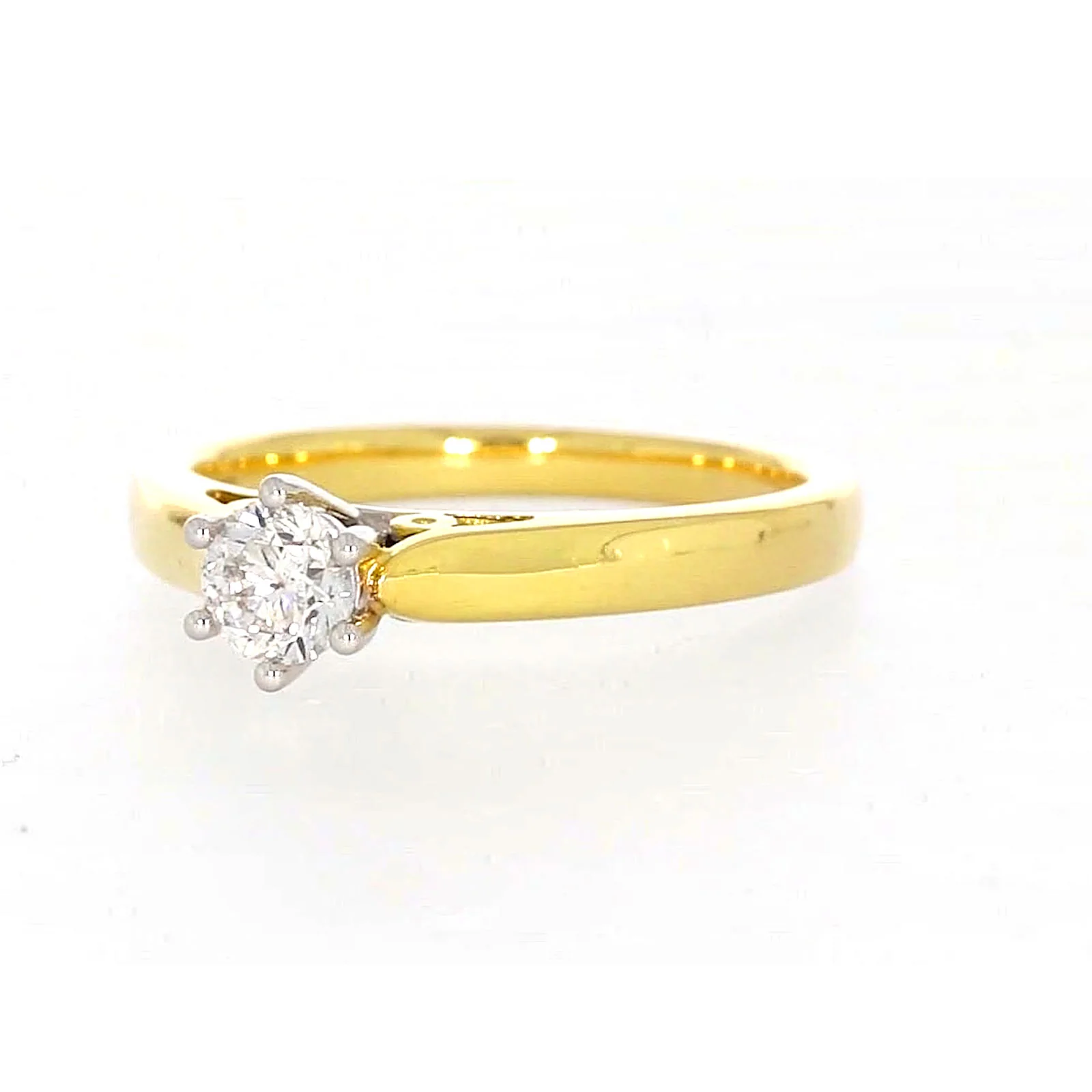 Solitaire 18ct Two Tone Gold Round Brilliant Cut with 1/2 CARAT of Diamonds Ring - Image 7