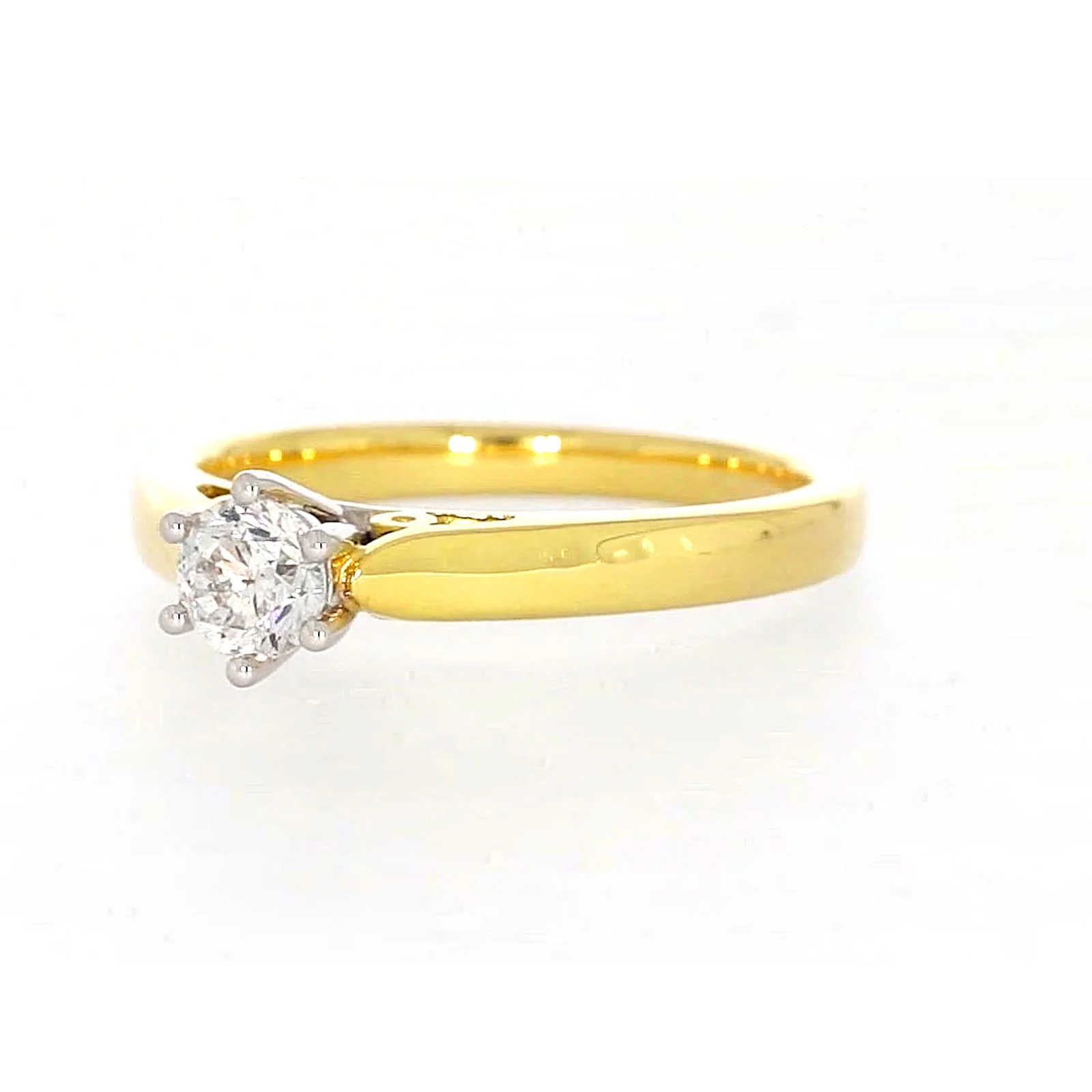 Solitaire 18ct Two Tone Gold Round Brilliant Cut with 1/2 CARAT of Diamonds Ring - Image 8