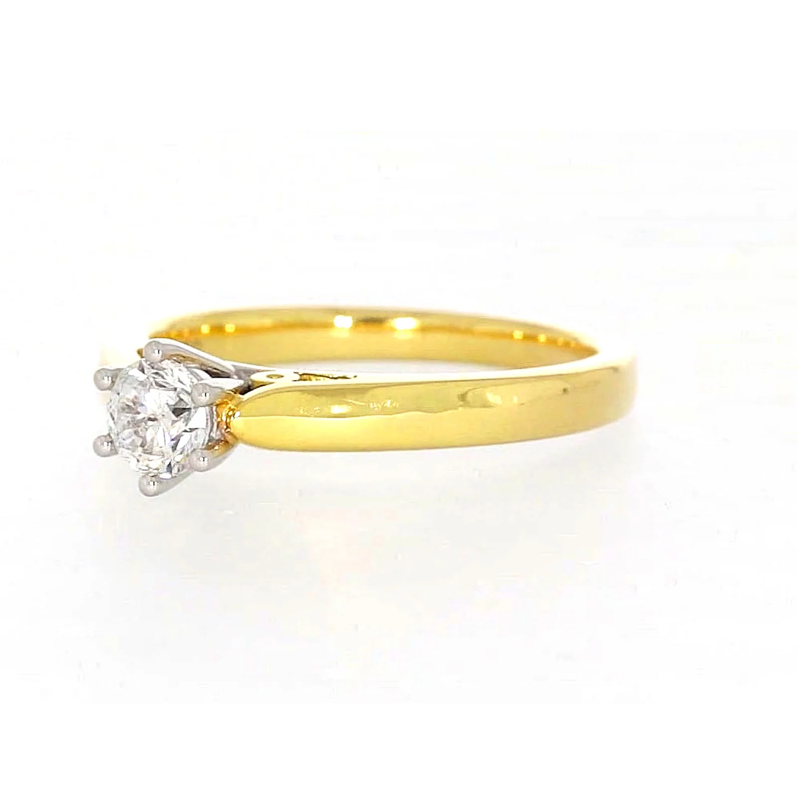 Solitaire 18ct Two Tone Gold Round Brilliant Cut with 1/2 CARAT of Diamonds Ring - Image 9
