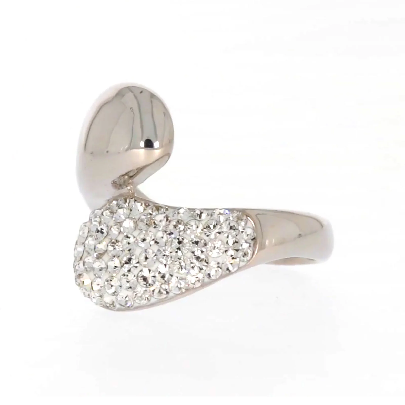 Eclipse Sterling Silver Cross Over Ring Made with Austrian Crystal - Image 11