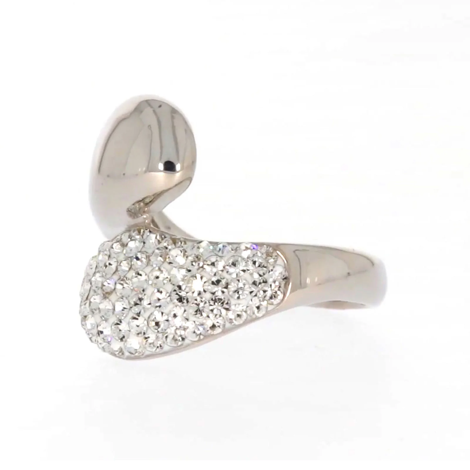 Eclipse Sterling Silver Cross Over Ring Made with Austrian Crystal - Image 12