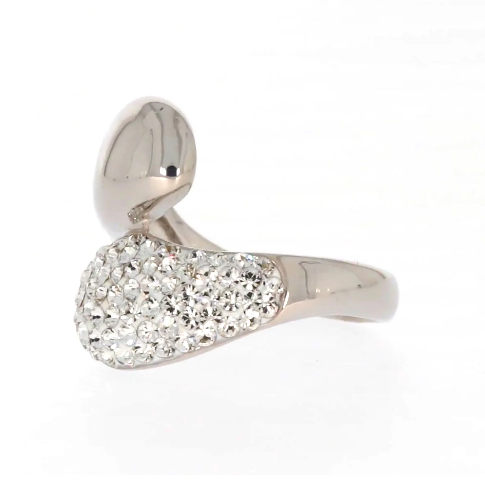 Eclipse Sterling Silver Cross Over Ring Made with Austrian Crystal - Image 13