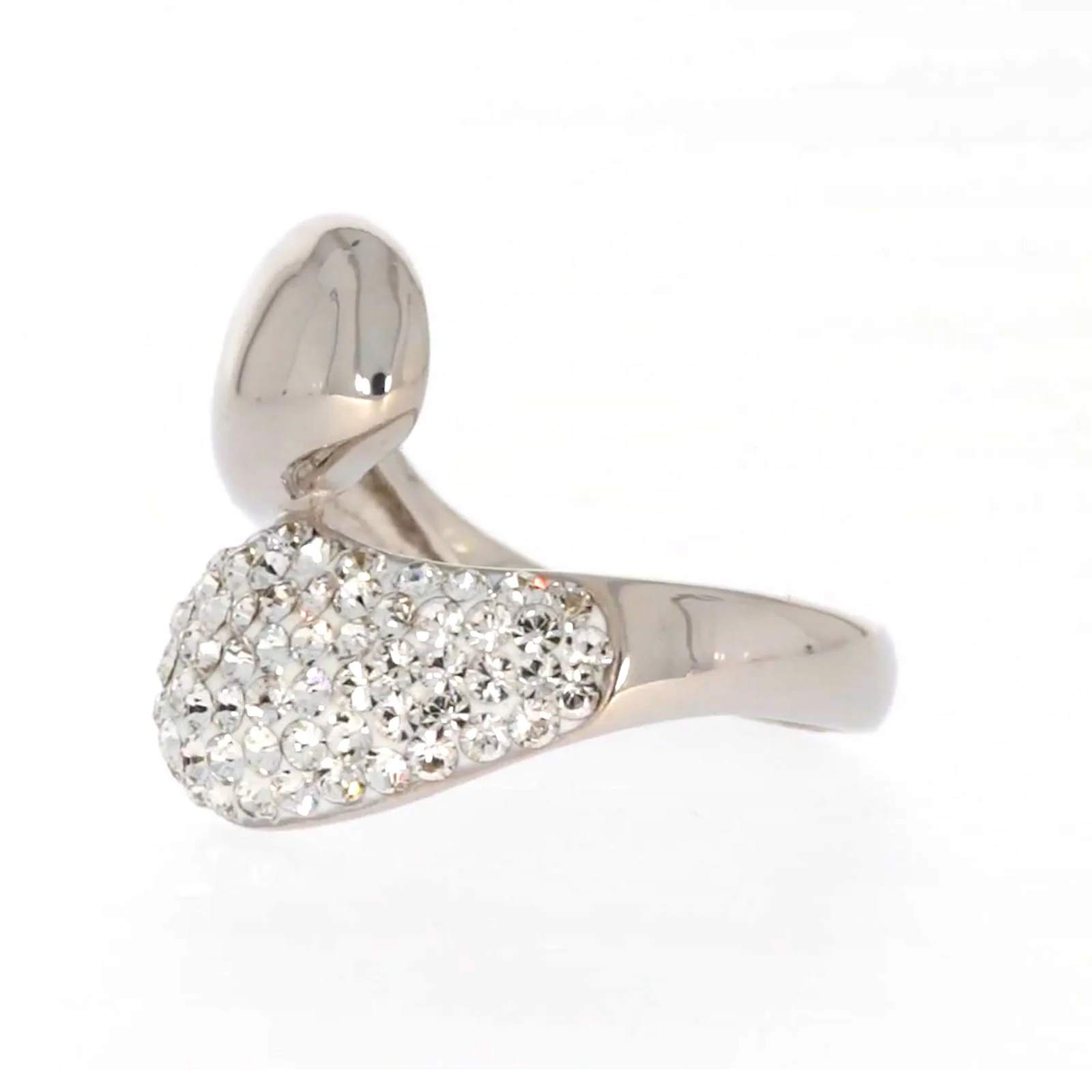 Eclipse Sterling Silver Cross Over Ring Made with Austrian Crystal - Image 14