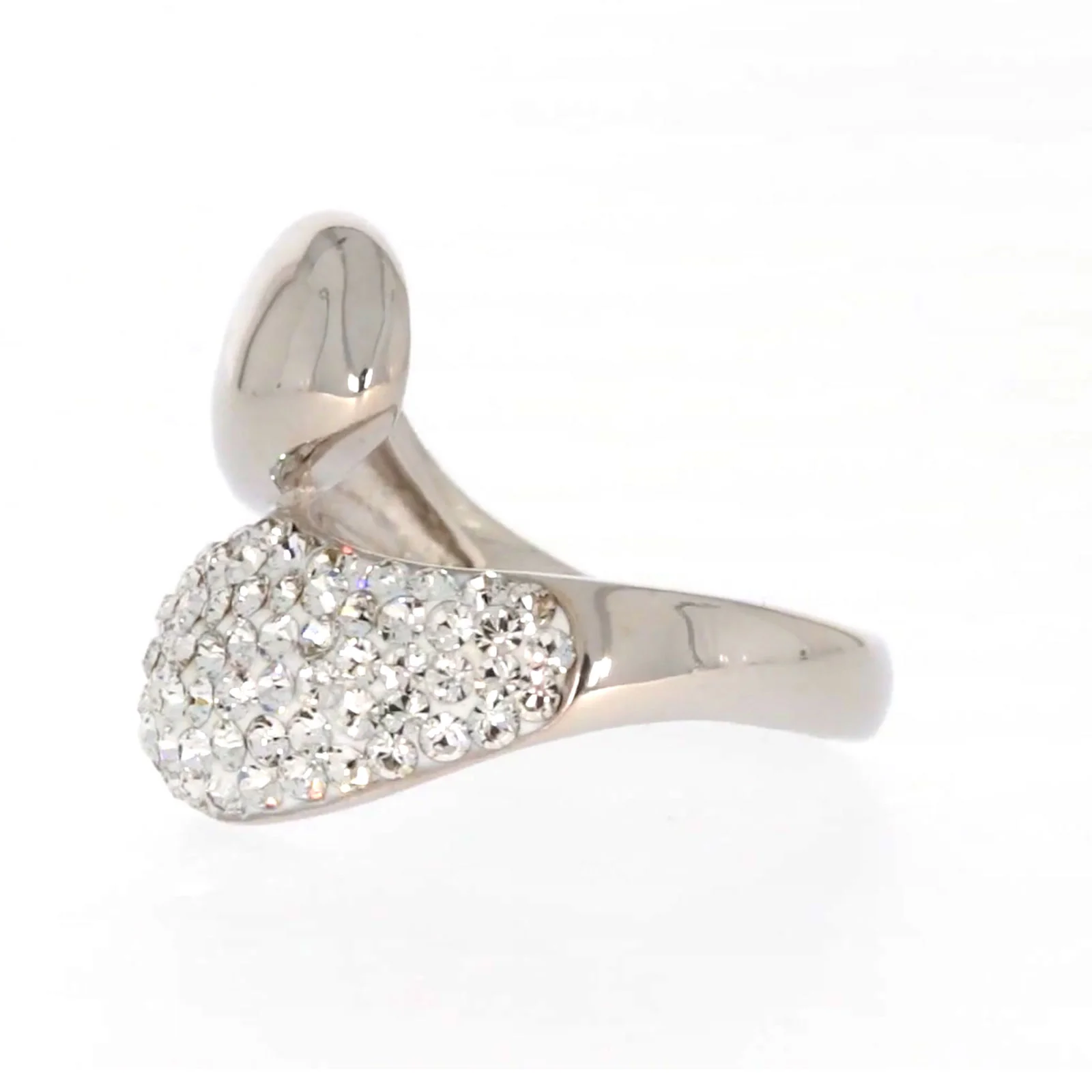 Eclipse Sterling Silver Cross Over Ring Made with Austrian Crystal - Image 15