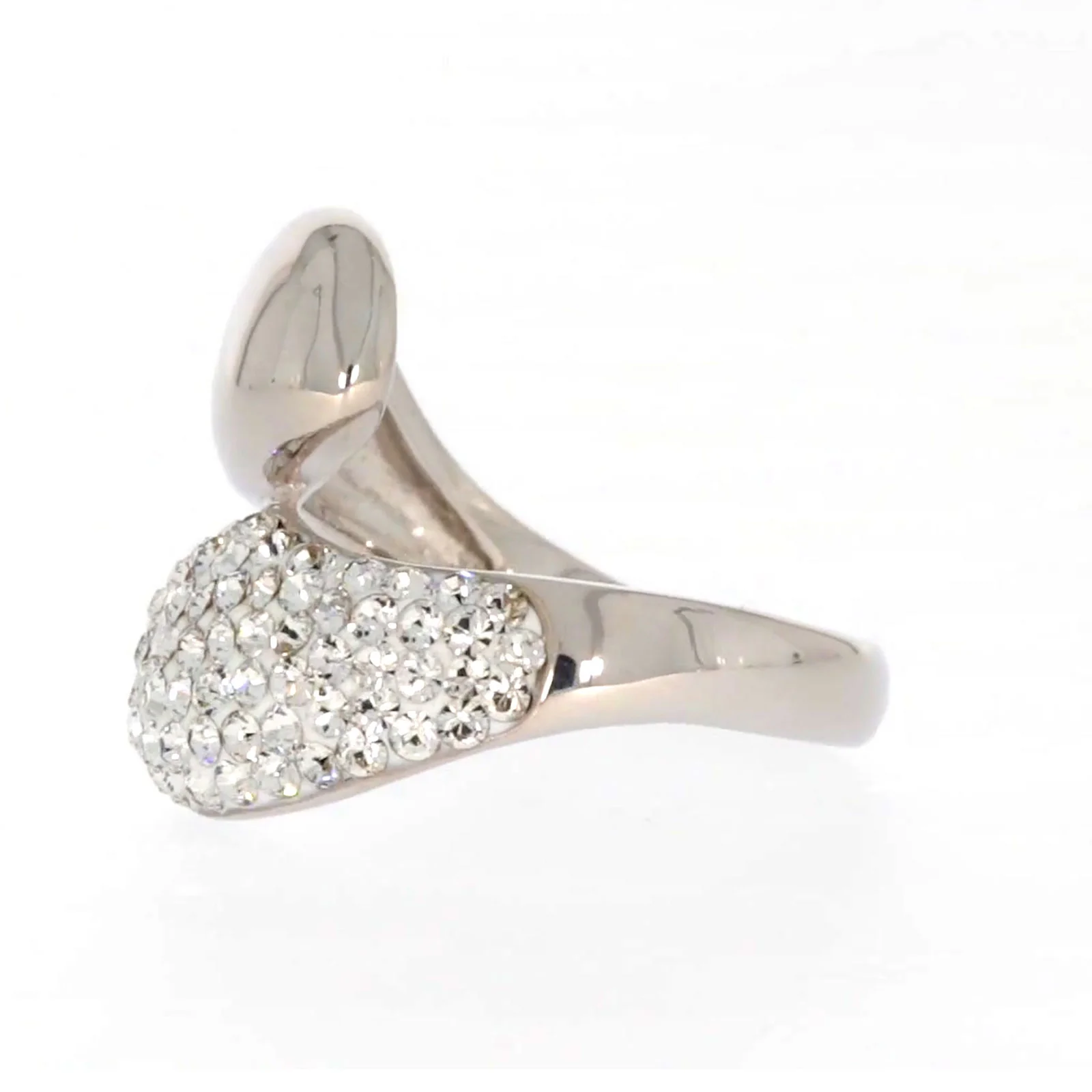 Eclipse Sterling Silver Cross Over Ring Made with Austrian Crystal - Image 16
