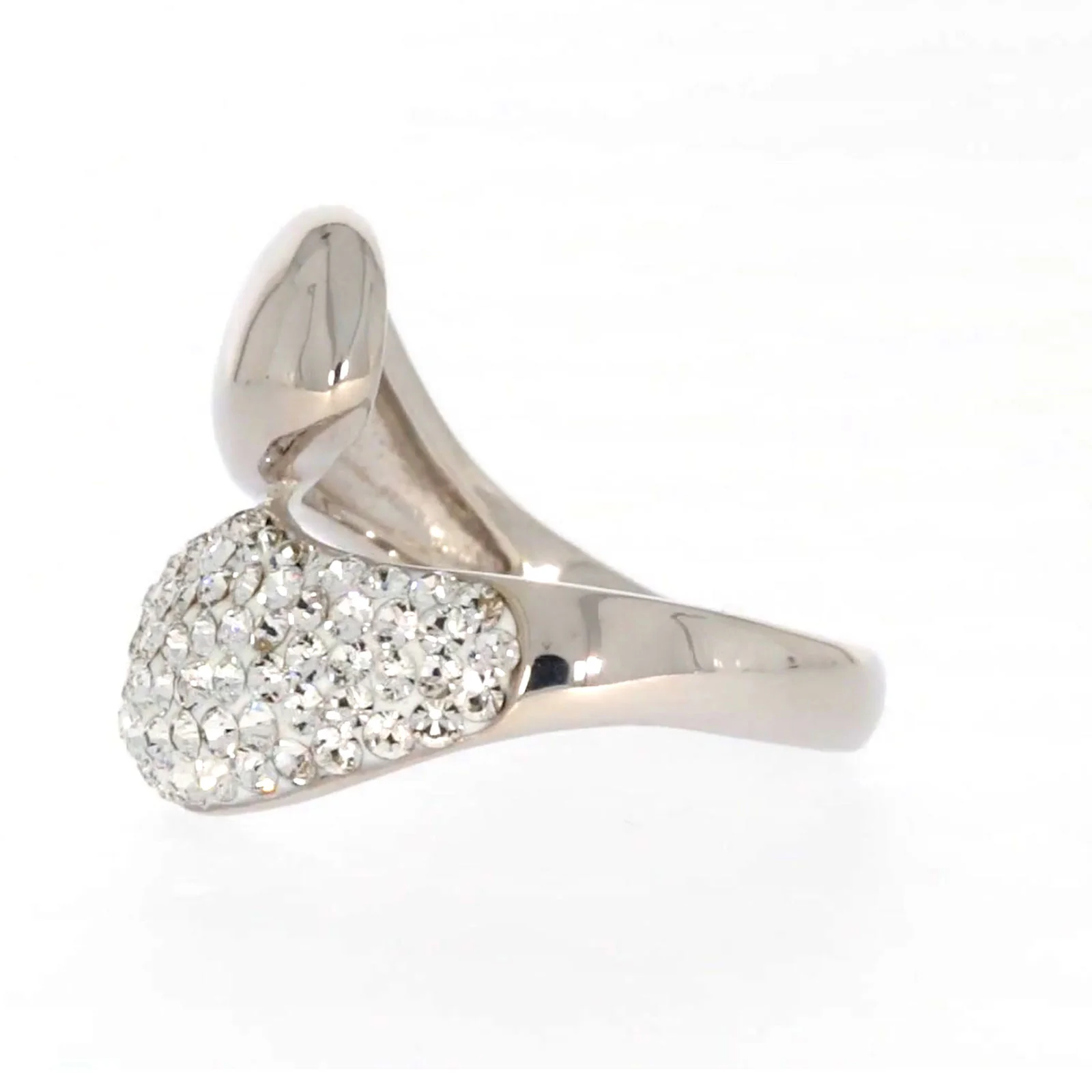 Eclipse Sterling Silver Cross Over Ring Made with Austrian Crystal - Image 17