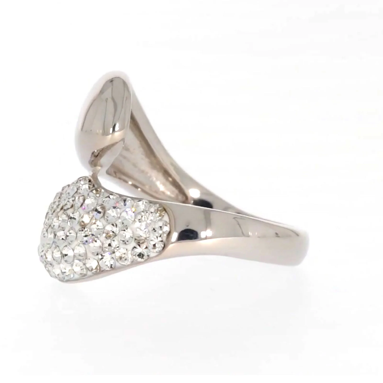 Eclipse Sterling Silver Cross Over Ring Made with Austrian Crystal - Image 18