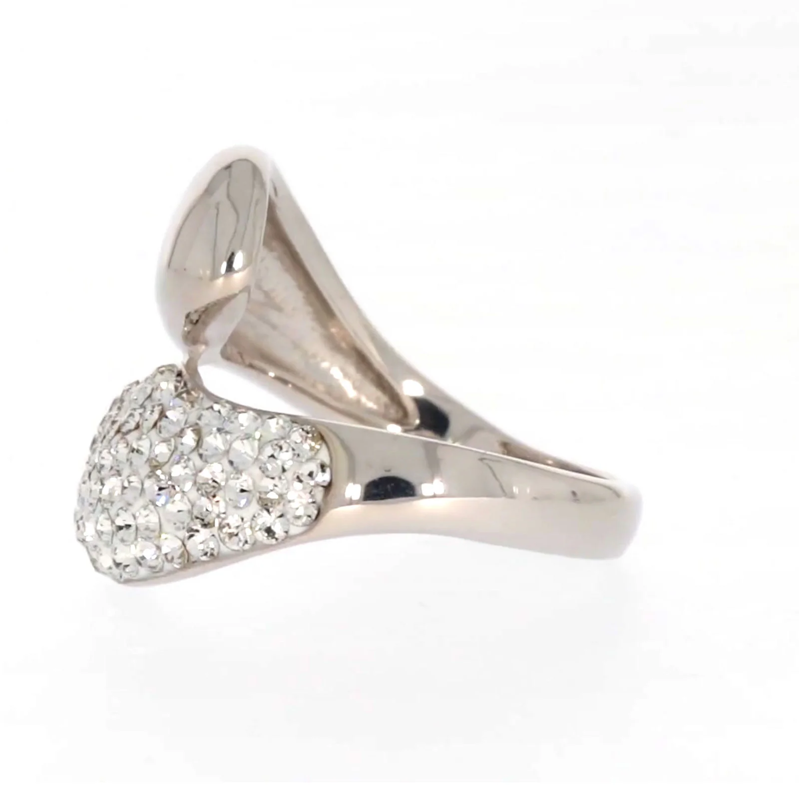 Eclipse Sterling Silver Cross Over Ring Made with Austrian Crystal - Image 19