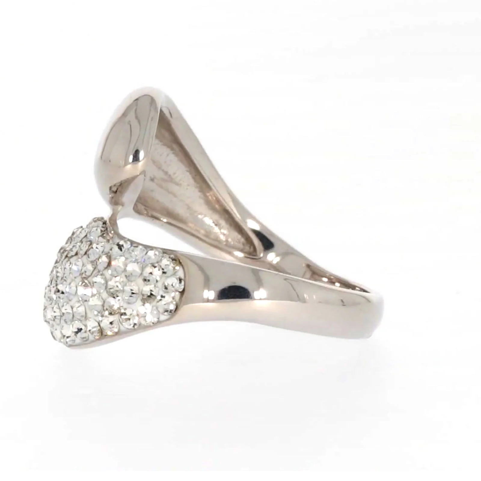 Eclipse Sterling Silver Cross Over Ring Made with Austrian Crystal - Image 20
