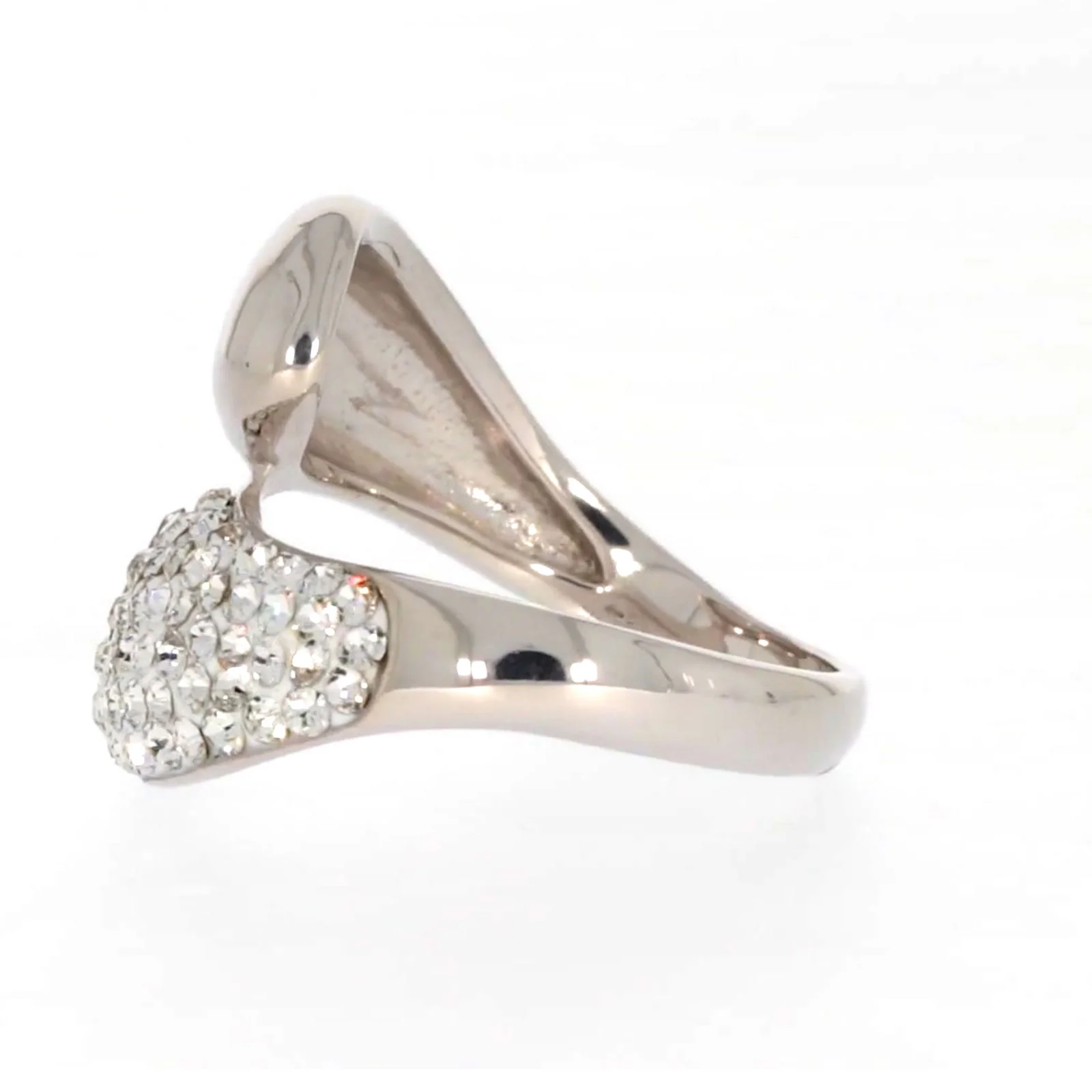 Eclipse Sterling Silver Cross Over Ring Made with Austrian Crystal - Image 21