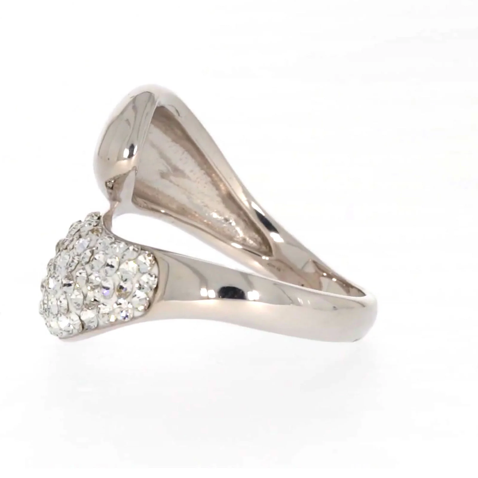 Eclipse Sterling Silver Cross Over Ring Made with Austrian Crystal - Image 22