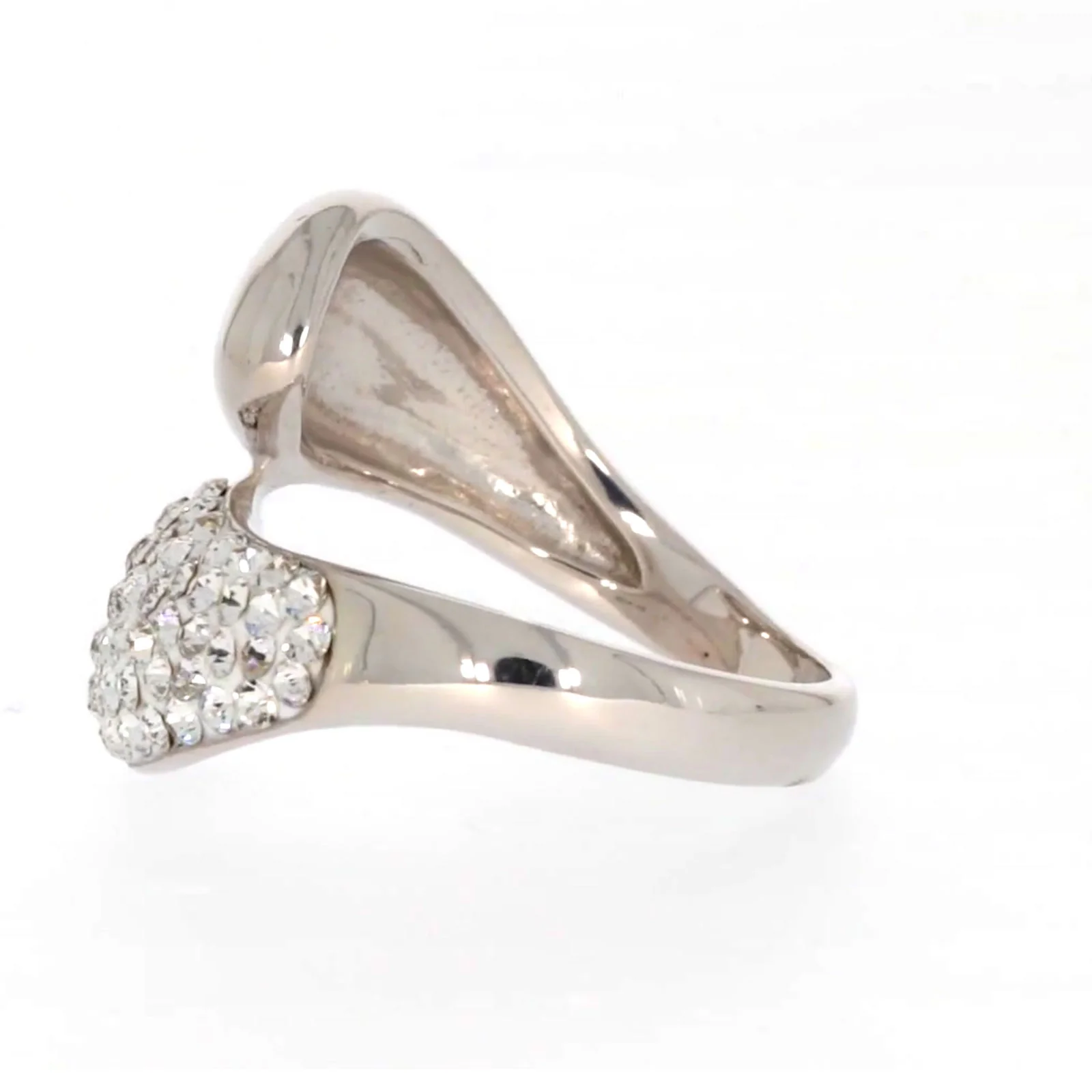 Eclipse Sterling Silver Cross Over Ring Made with Austrian Crystal - Image 23
