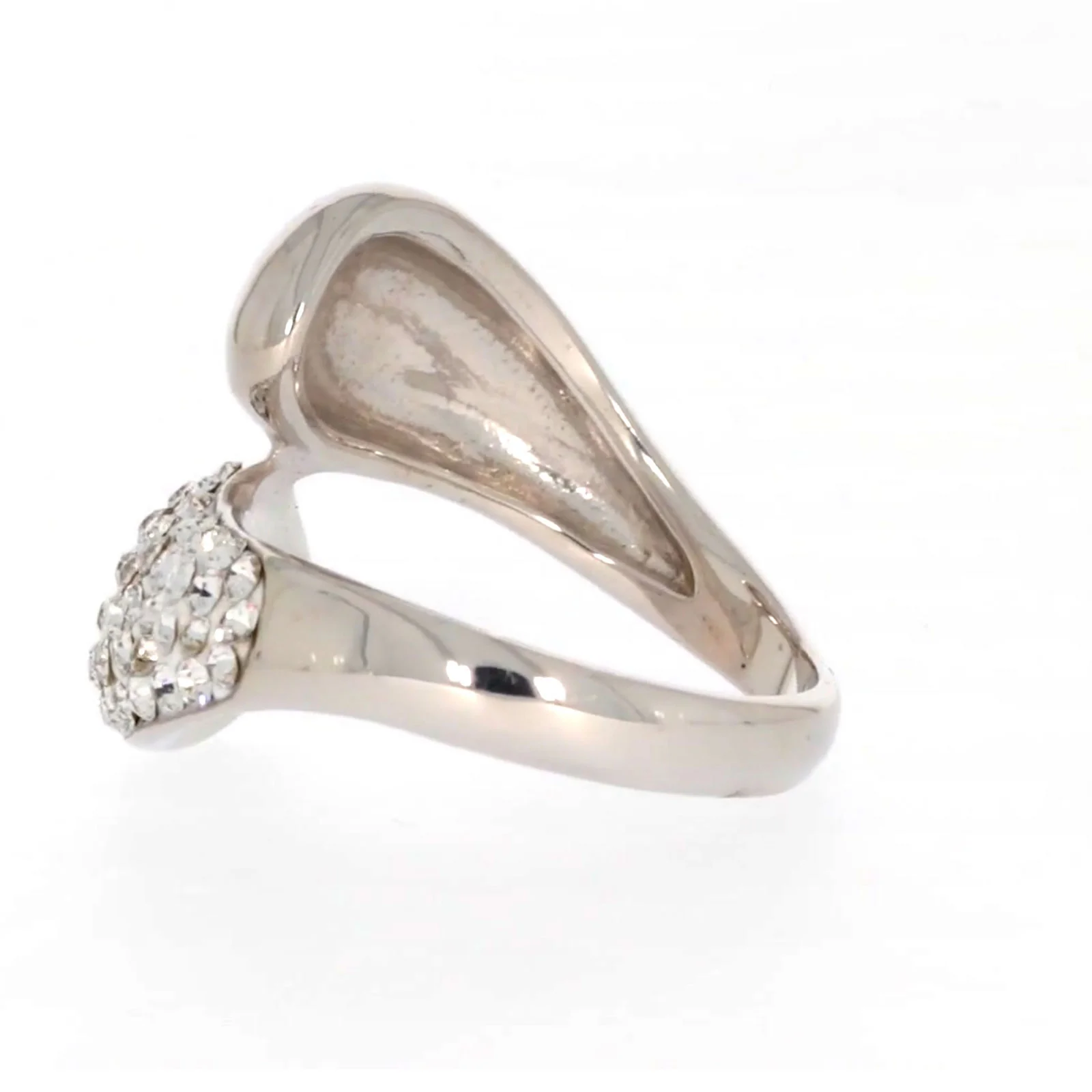 Eclipse Sterling Silver Cross Over Ring Made with Austrian Crystal - Image 26