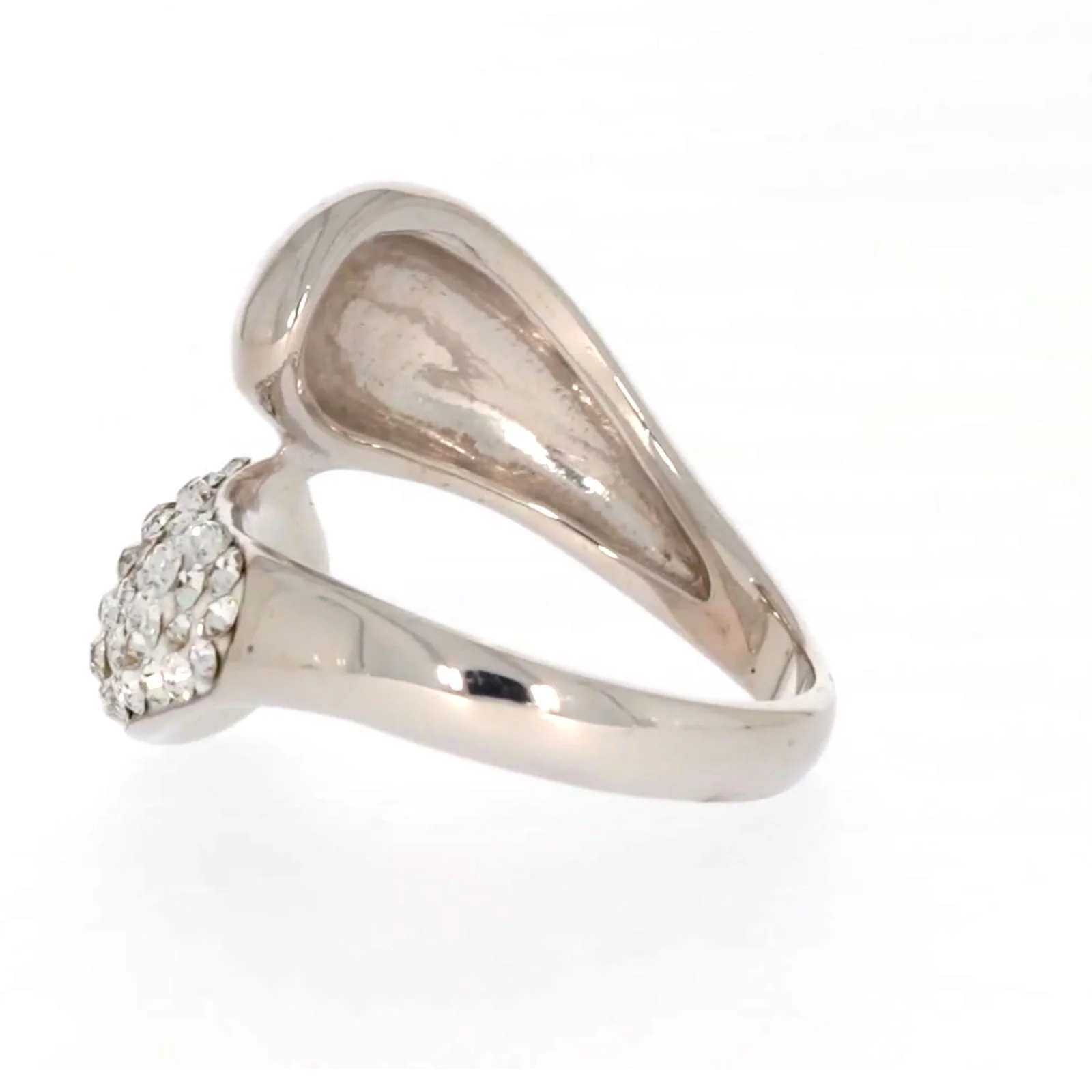 Eclipse Sterling Silver Cross Over Ring Made with Austrian Crystal - Image 27