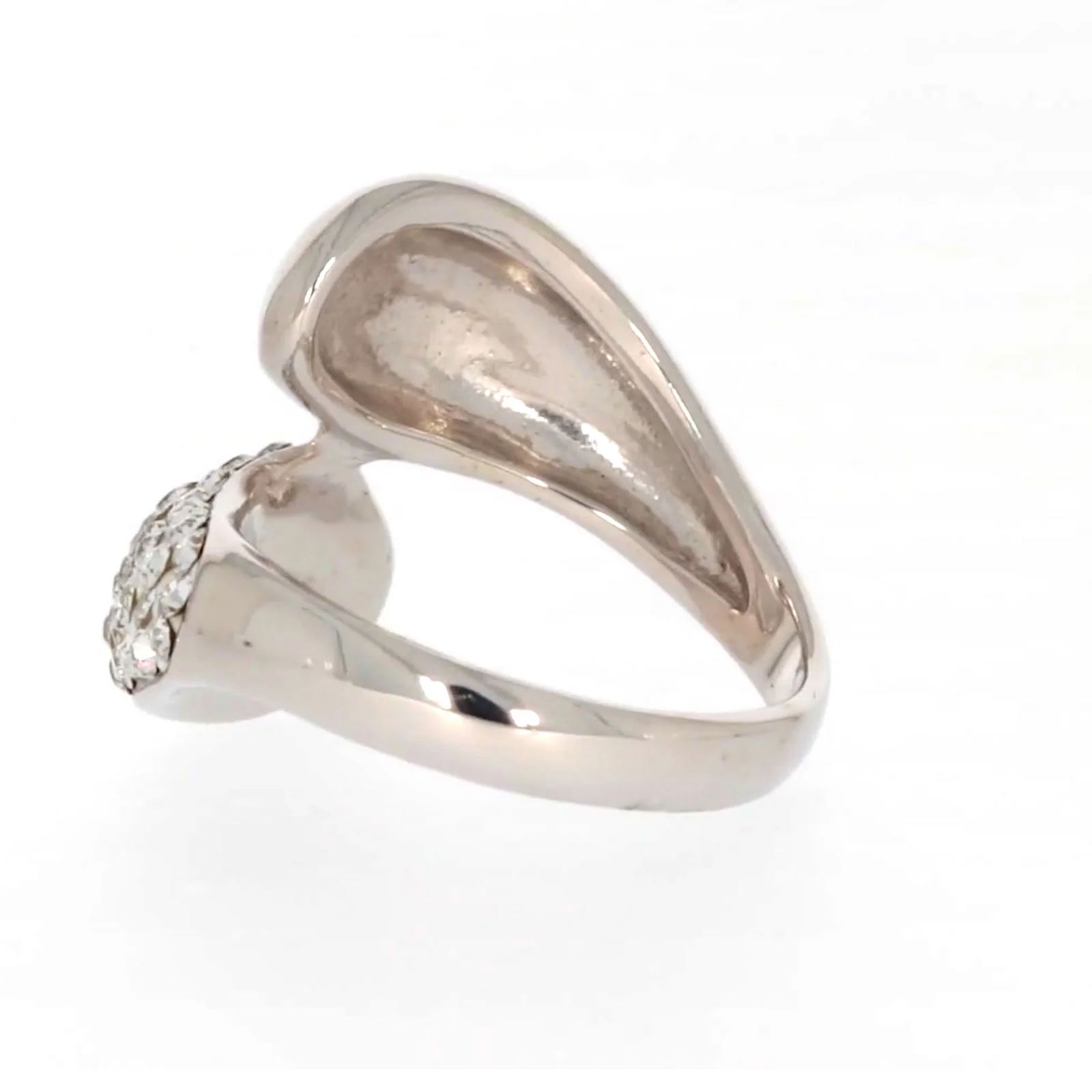 Eclipse Sterling Silver Cross Over Ring Made with Austrian Crystal - Image 30
