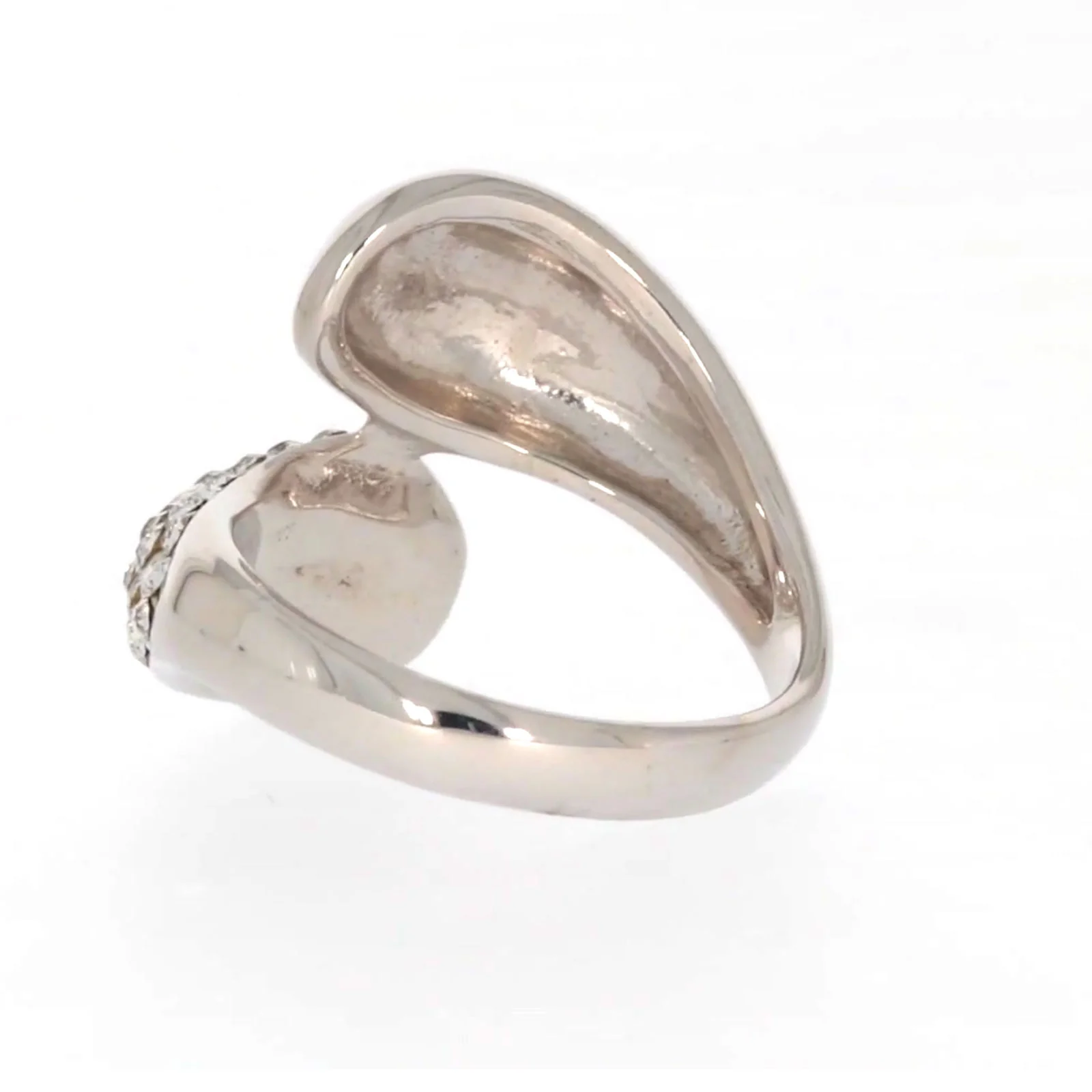 Eclipse Sterling Silver Cross Over Ring Made with Austrian Crystal - Image 33