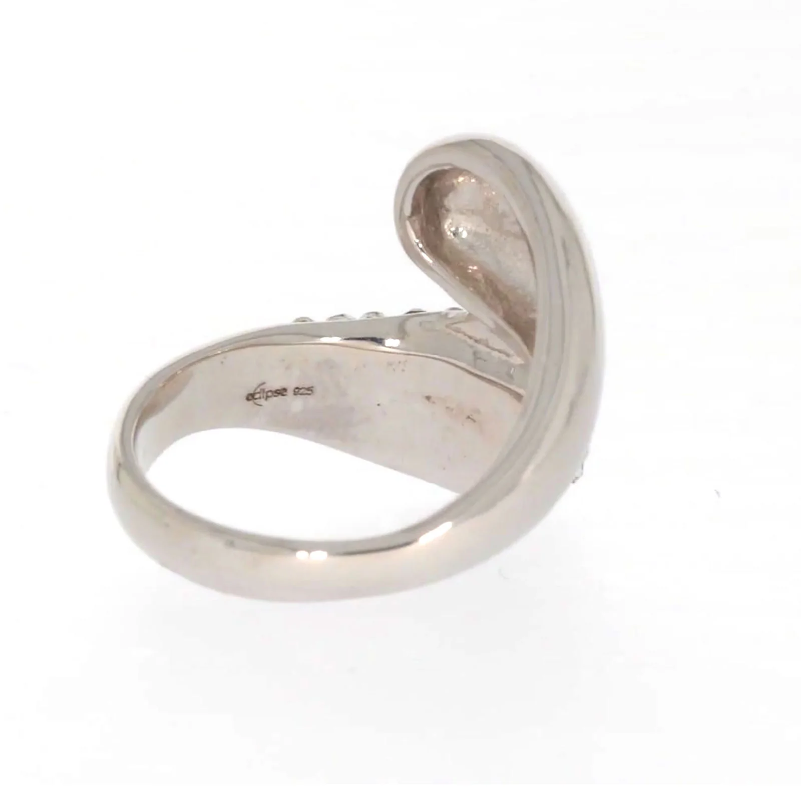Eclipse Sterling Silver Cross Over Ring Made with Austrian Crystal - Image 47