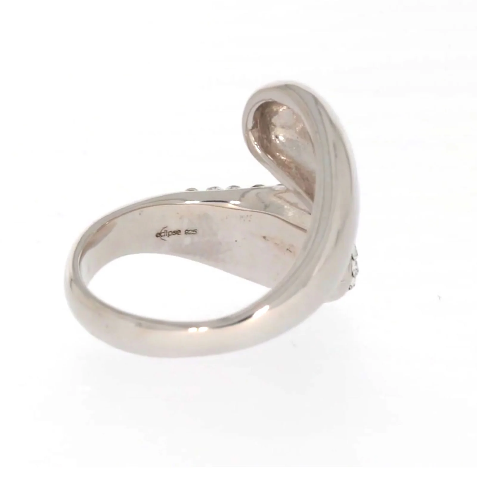 Eclipse Sterling Silver Cross Over Ring Made with Austrian Crystal - Image 48