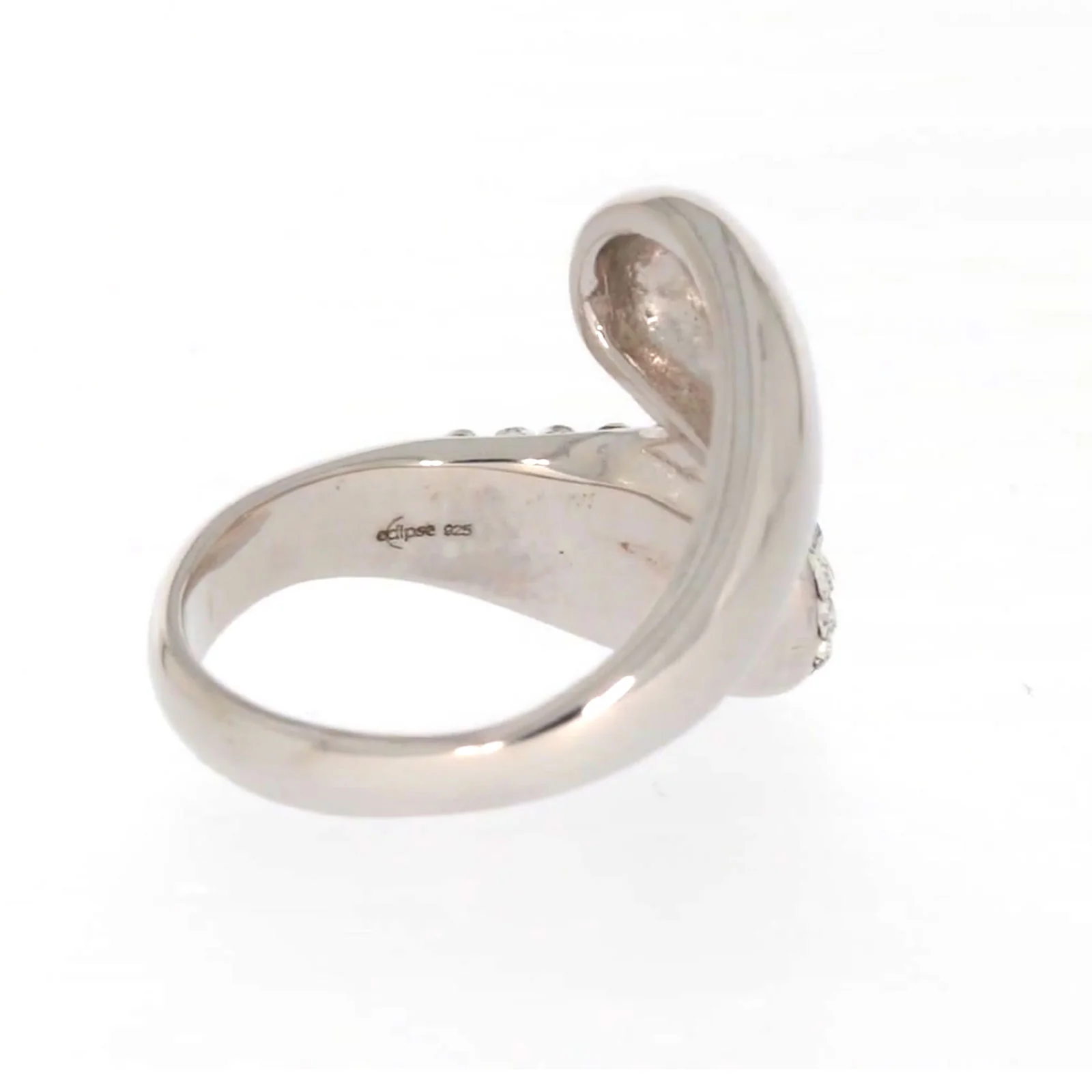 Eclipse Sterling Silver Cross Over Ring Made with Austrian Crystal - Image 49
