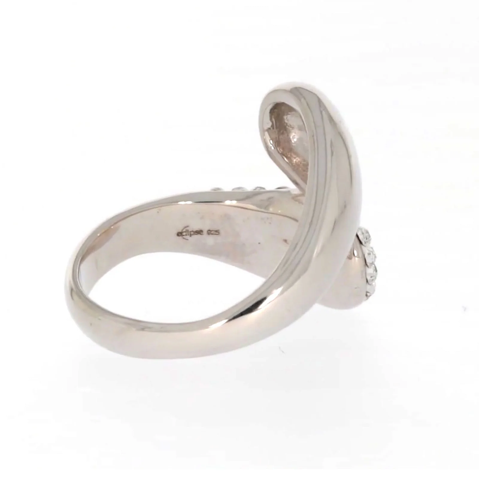 Eclipse Sterling Silver Cross Over Ring Made with Austrian Crystal - Image 50