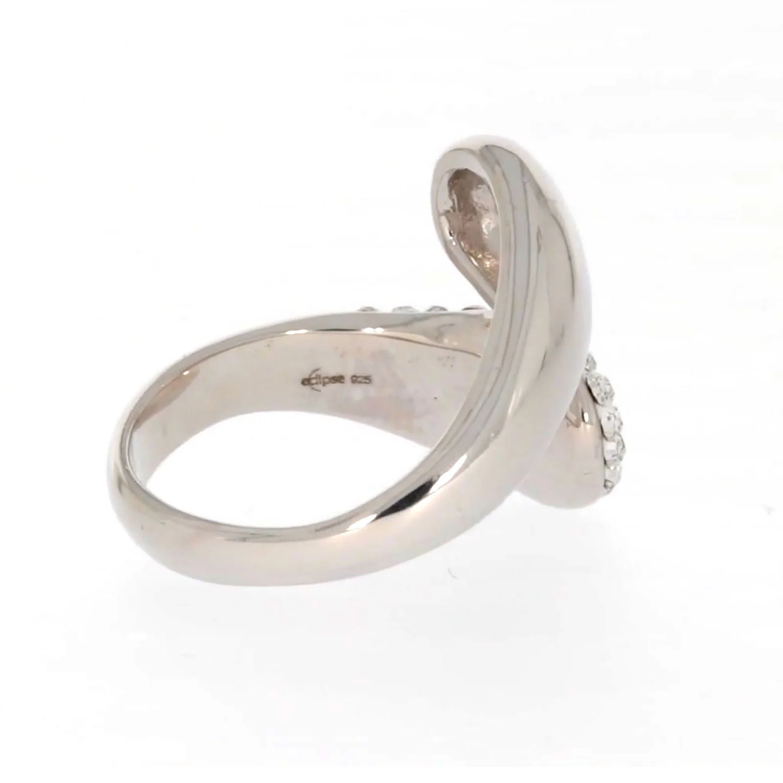 Eclipse Sterling Silver Cross Over Ring Made with Austrian Crystal - Image 51