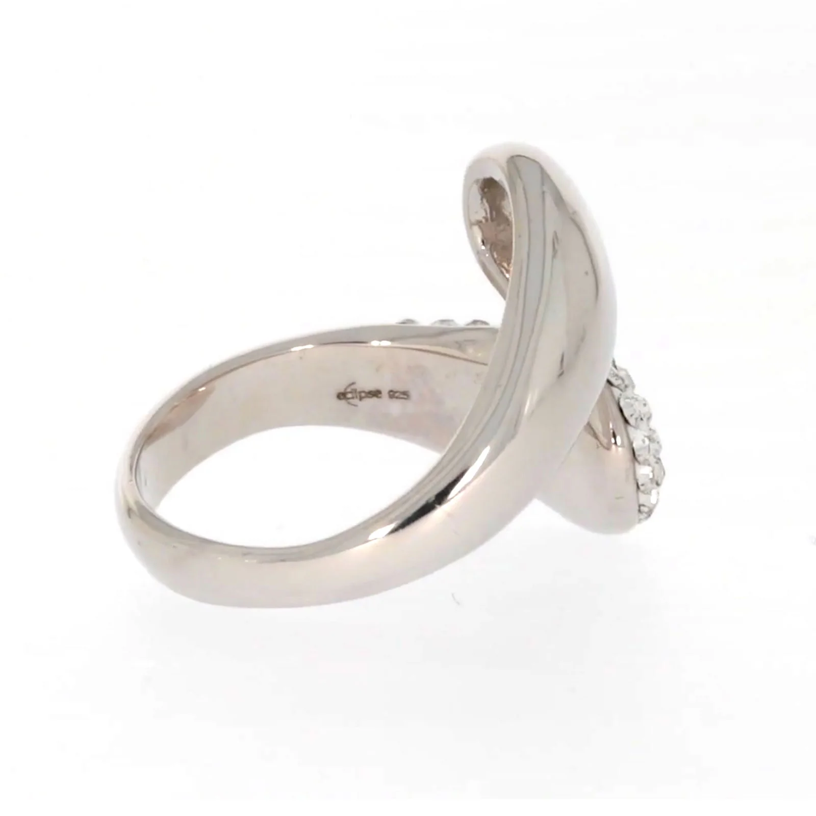 Eclipse Sterling Silver Cross Over Ring Made with Austrian Crystal - Image 52
