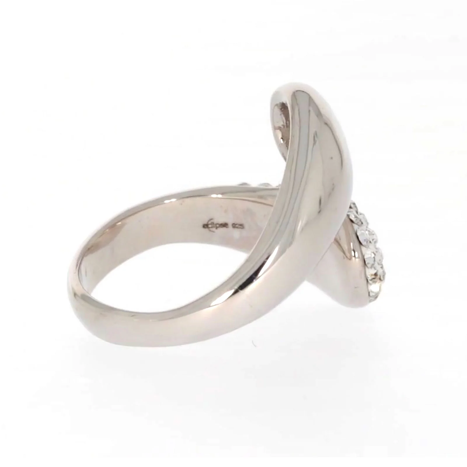 Eclipse Sterling Silver Cross Over Ring Made with Austrian Crystal - Image 53