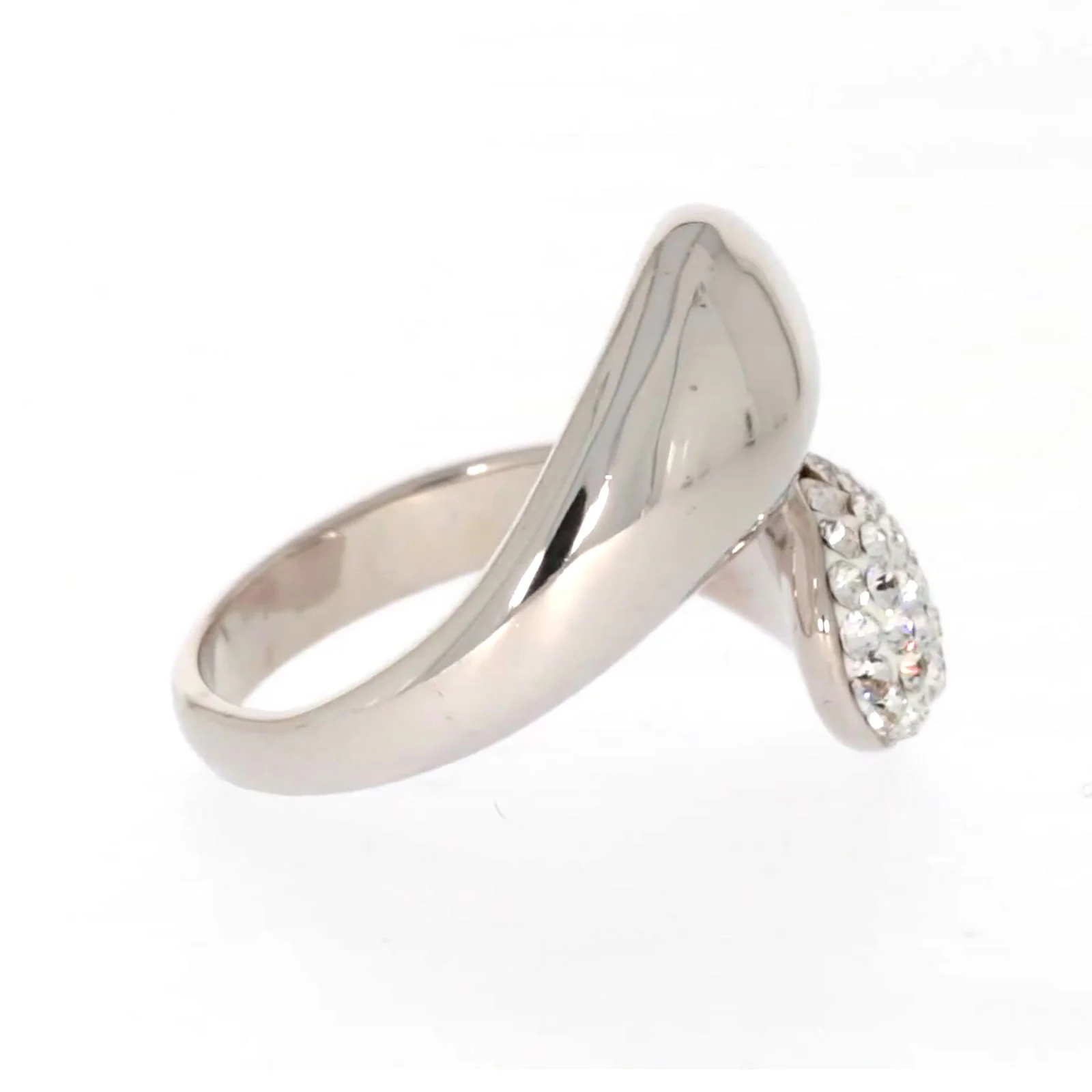 Eclipse Sterling Silver Cross Over Ring Made with Austrian Crystal - Image 58