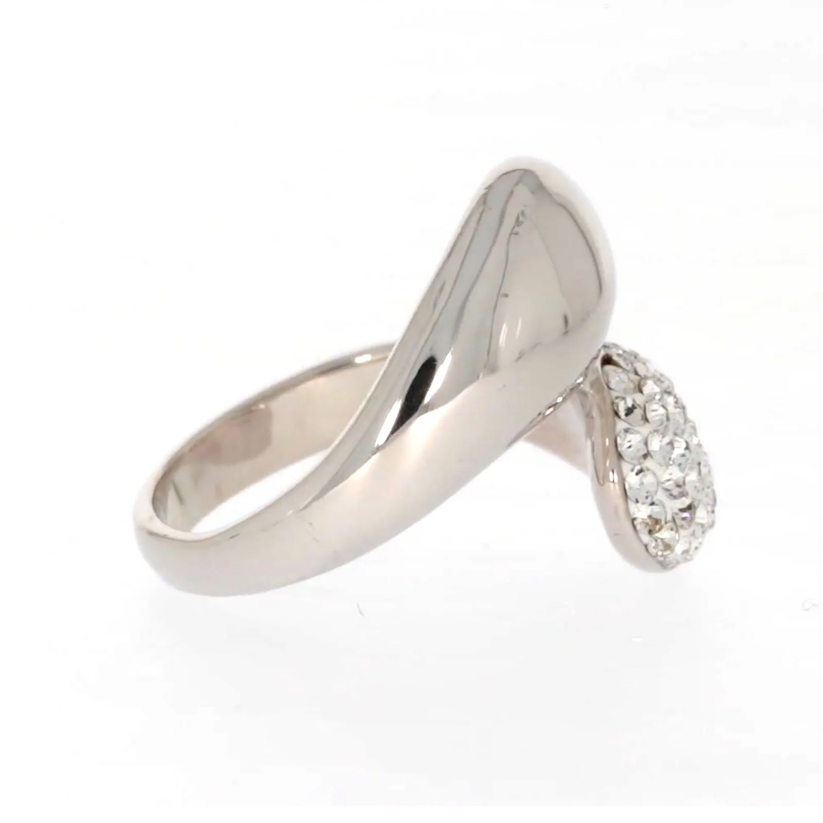 Eclipse Sterling Silver Cross Over Ring Made with Austrian Crystal - Image 59