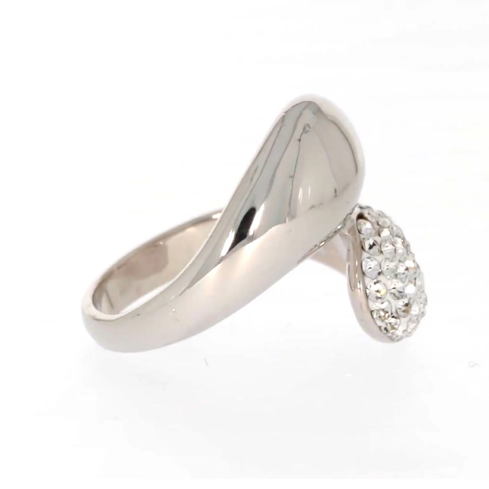 Eclipse Sterling Silver Cross Over Ring Made with Austrian Crystal - Image 60