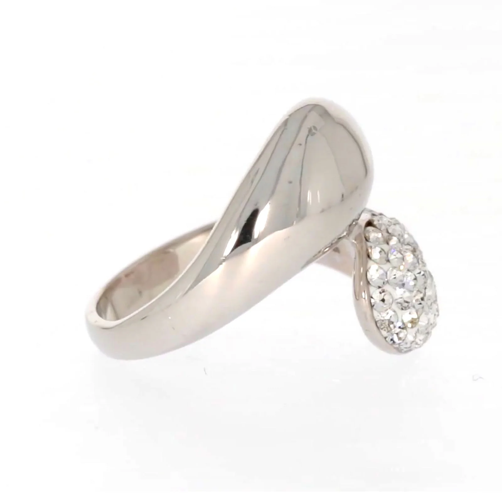 Eclipse Sterling Silver Cross Over Ring Made with Austrian Crystal - Image 61