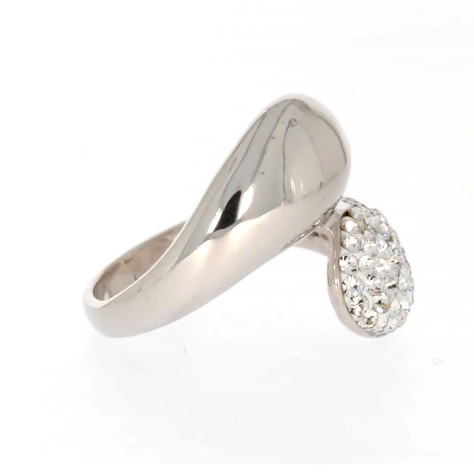 Eclipse Sterling Silver Cross Over Ring Made with Austrian Crystal - Image 62