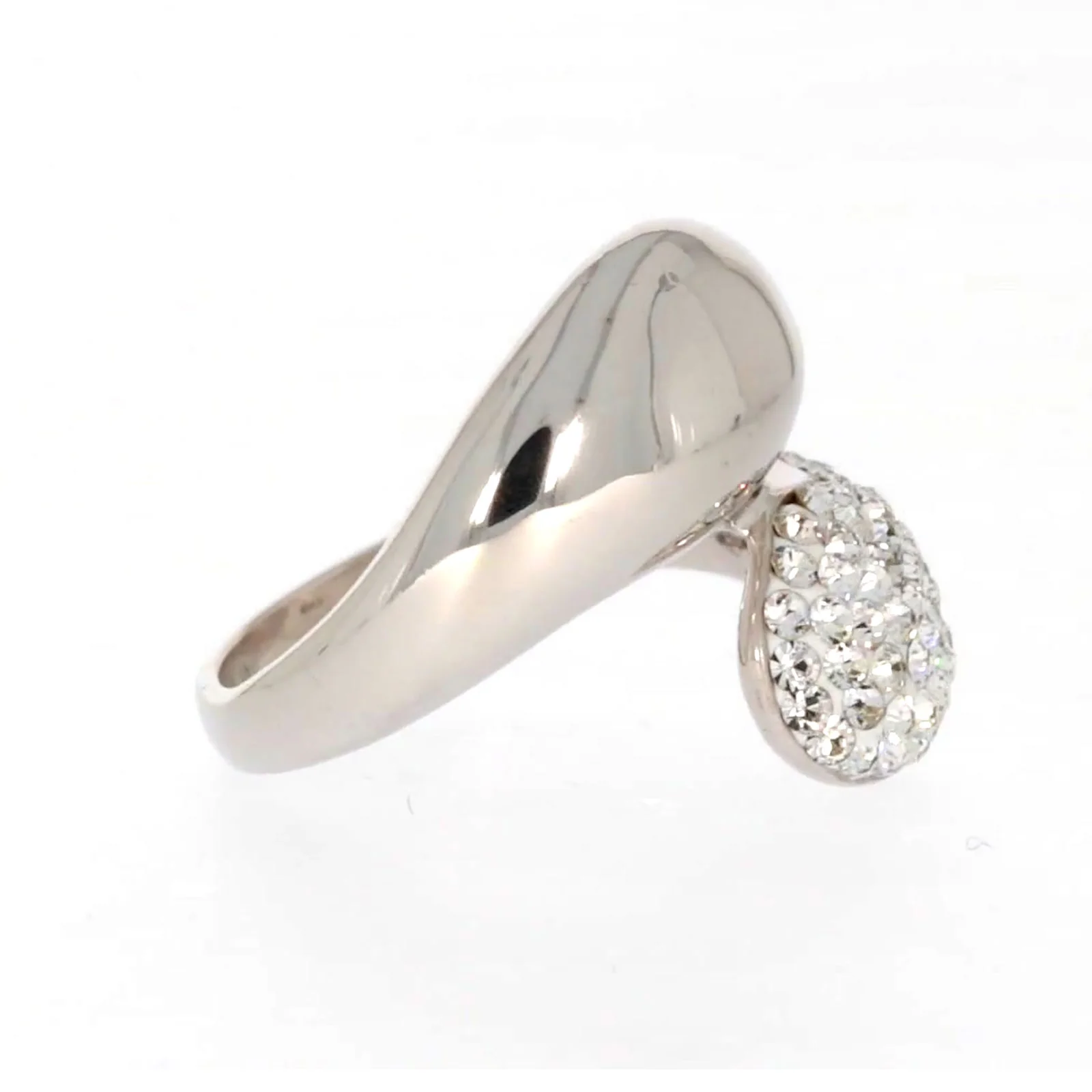 Eclipse Sterling Silver Cross Over Ring Made with Austrian Crystal - Image 63