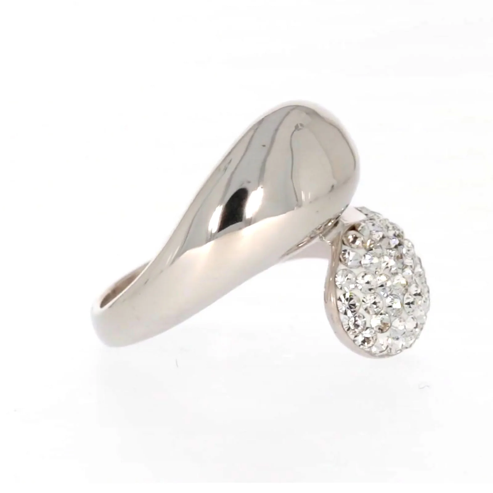 Eclipse Sterling Silver Cross Over Ring Made with Austrian Crystal - Image 64
