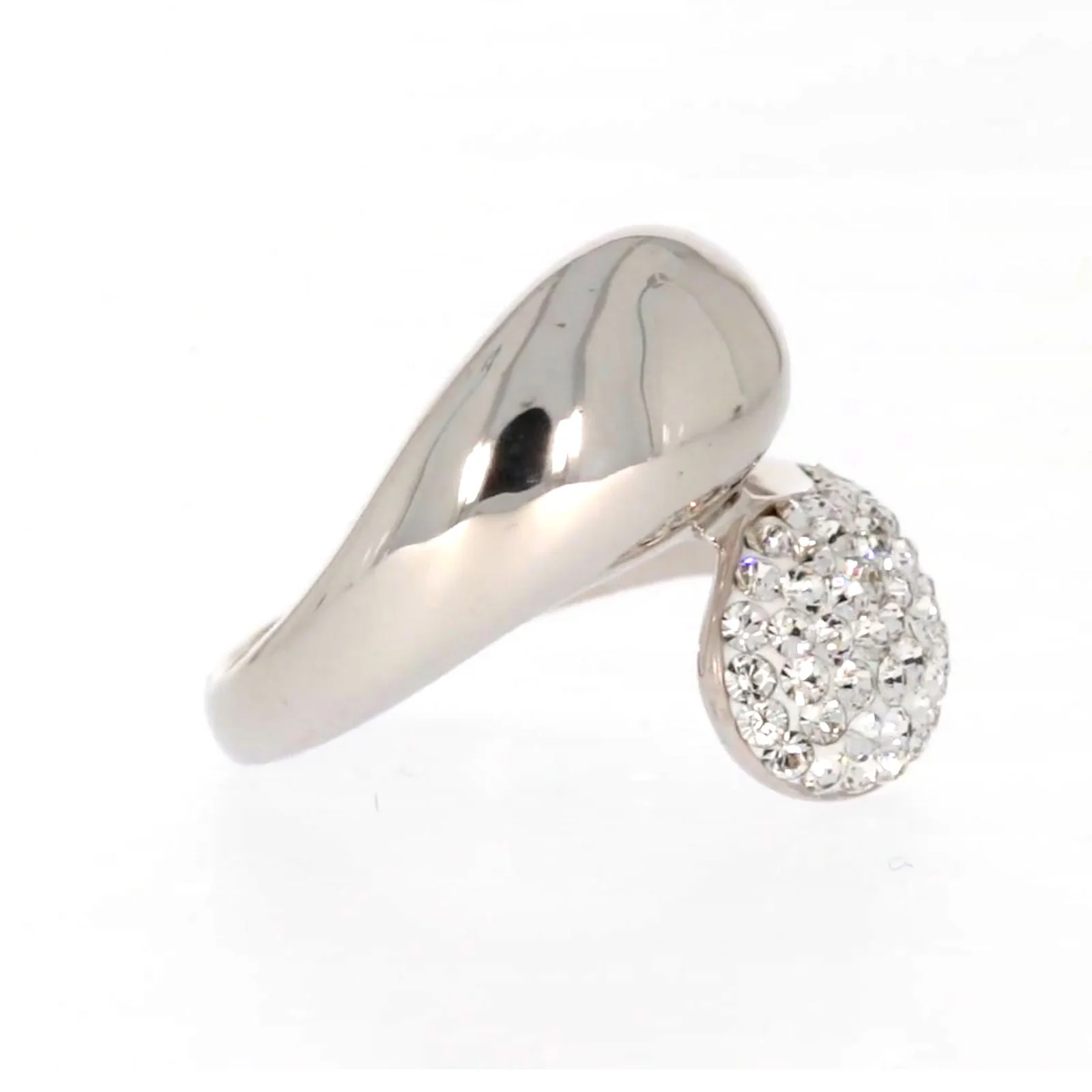 Eclipse Sterling Silver Cross Over Ring Made with Austrian Crystal - Image 65