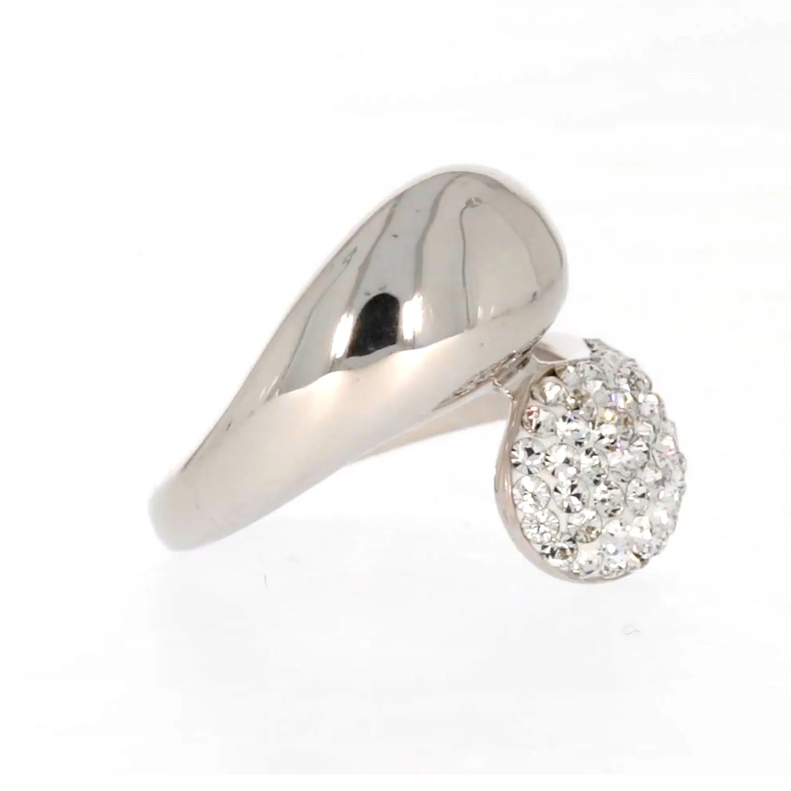 Eclipse Sterling Silver Cross Over Ring Made with Austrian Crystal - Image 66
