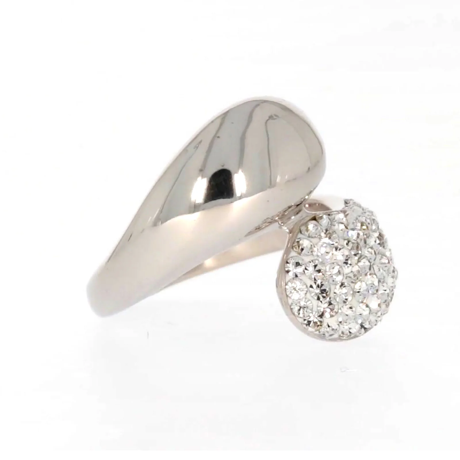 Eclipse Sterling Silver Cross Over Ring Made with Austrian Crystal - Image 67