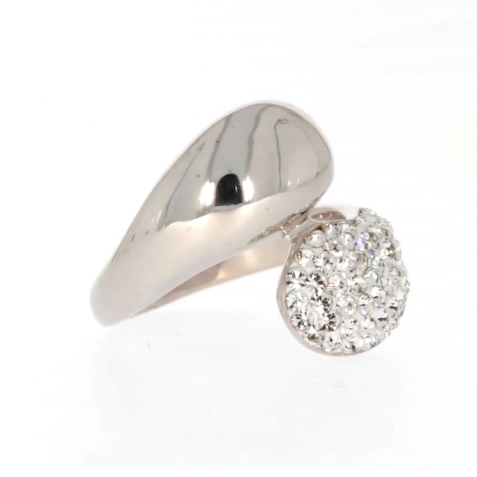 Eclipse Sterling Silver Cross Over Ring Made with Austrian Crystal - Image 68