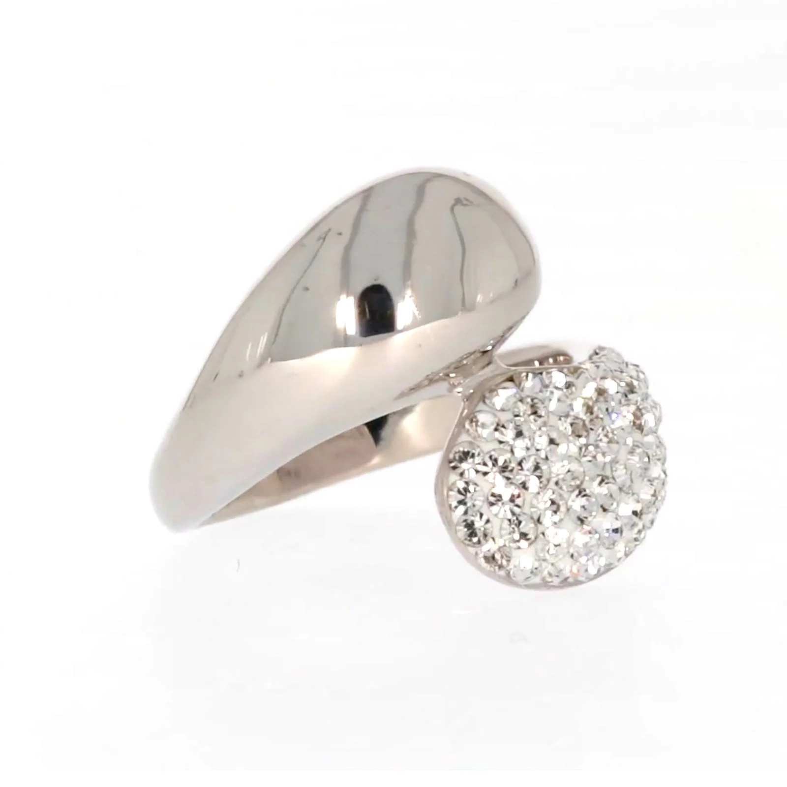 Eclipse Sterling Silver Cross Over Ring Made with Austrian Crystal - Image 69