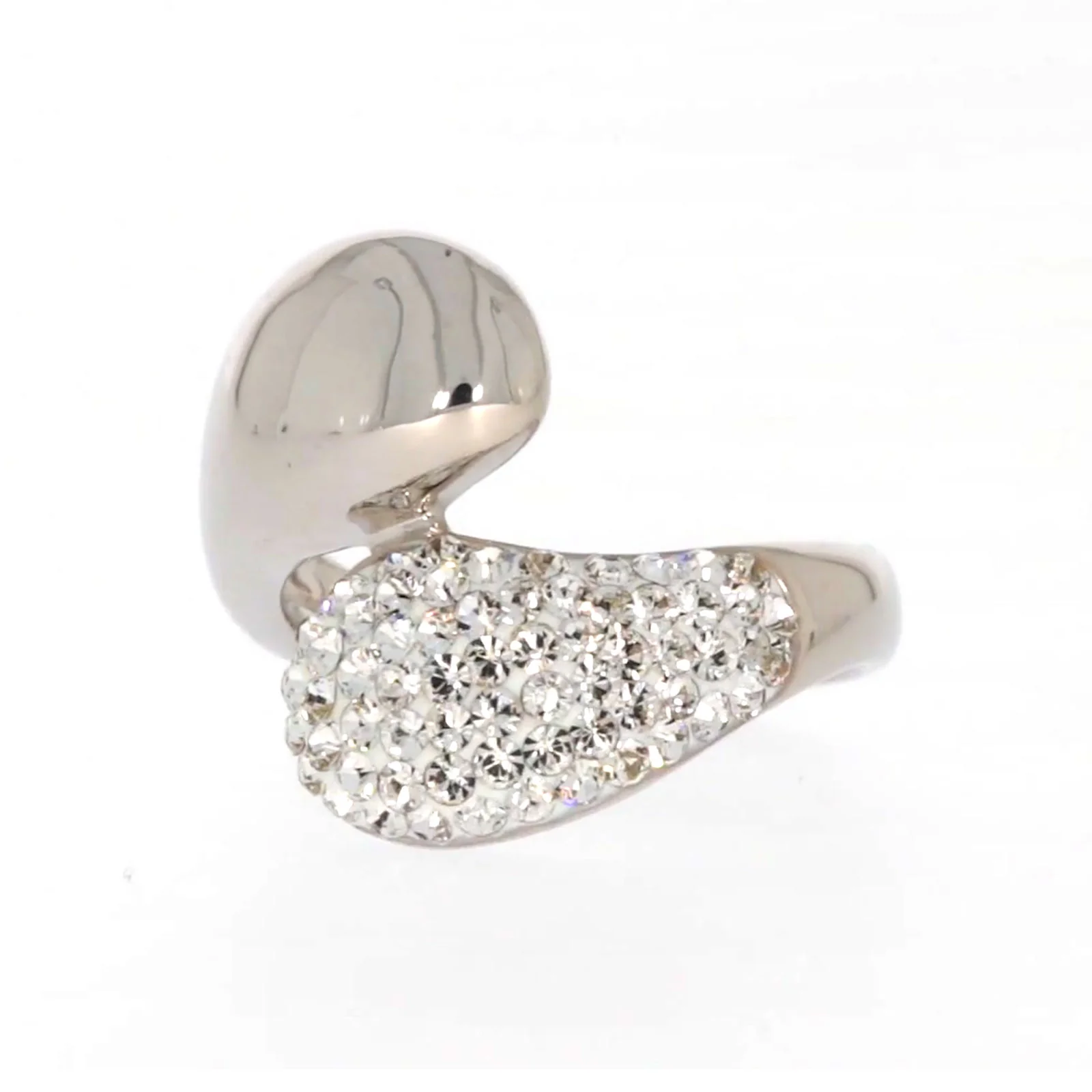 Eclipse Sterling Silver Cross Over Ring Made with Austrian Crystal - Image 7