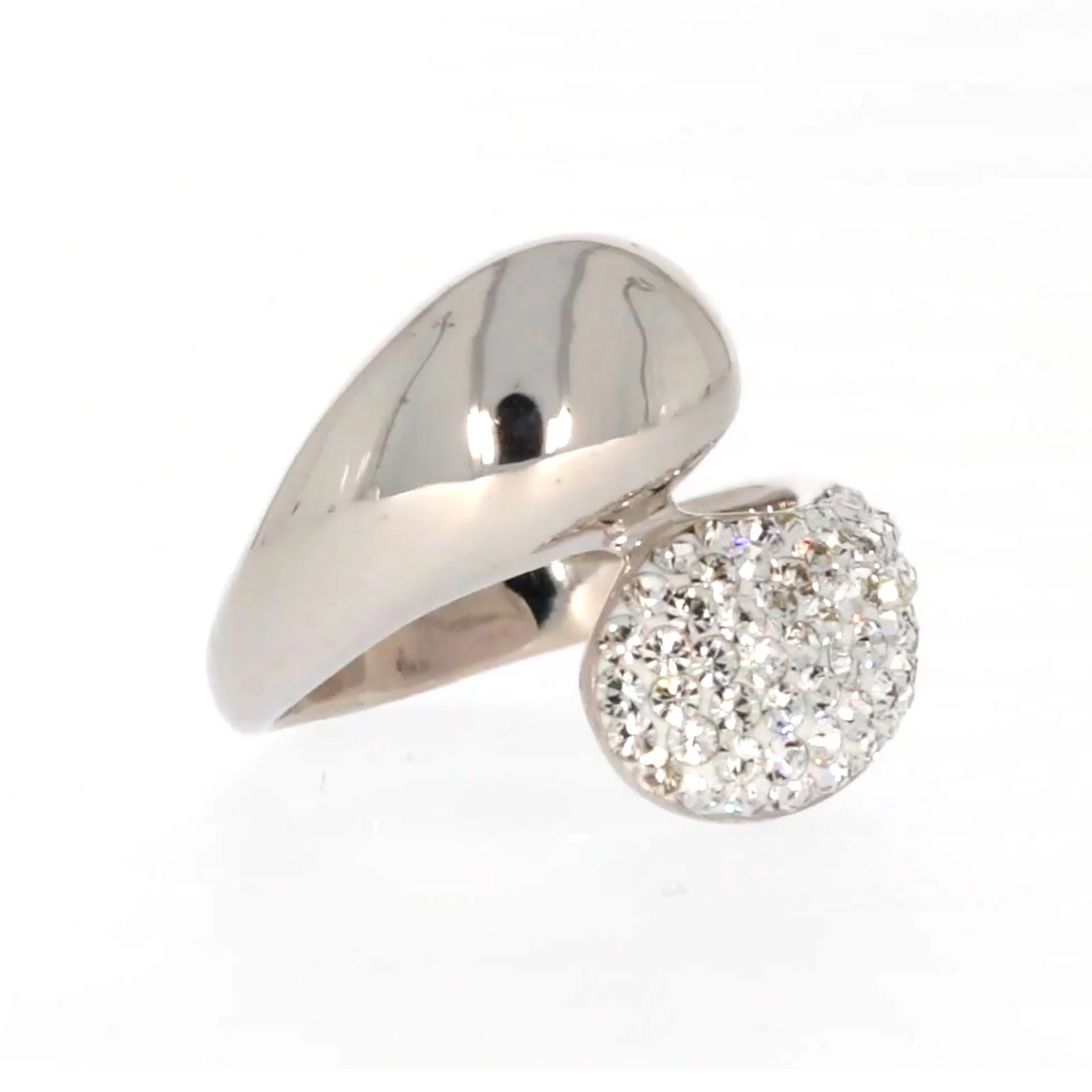 Eclipse Sterling Silver Cross Over Ring Made with Austrian Crystal - Image 70
