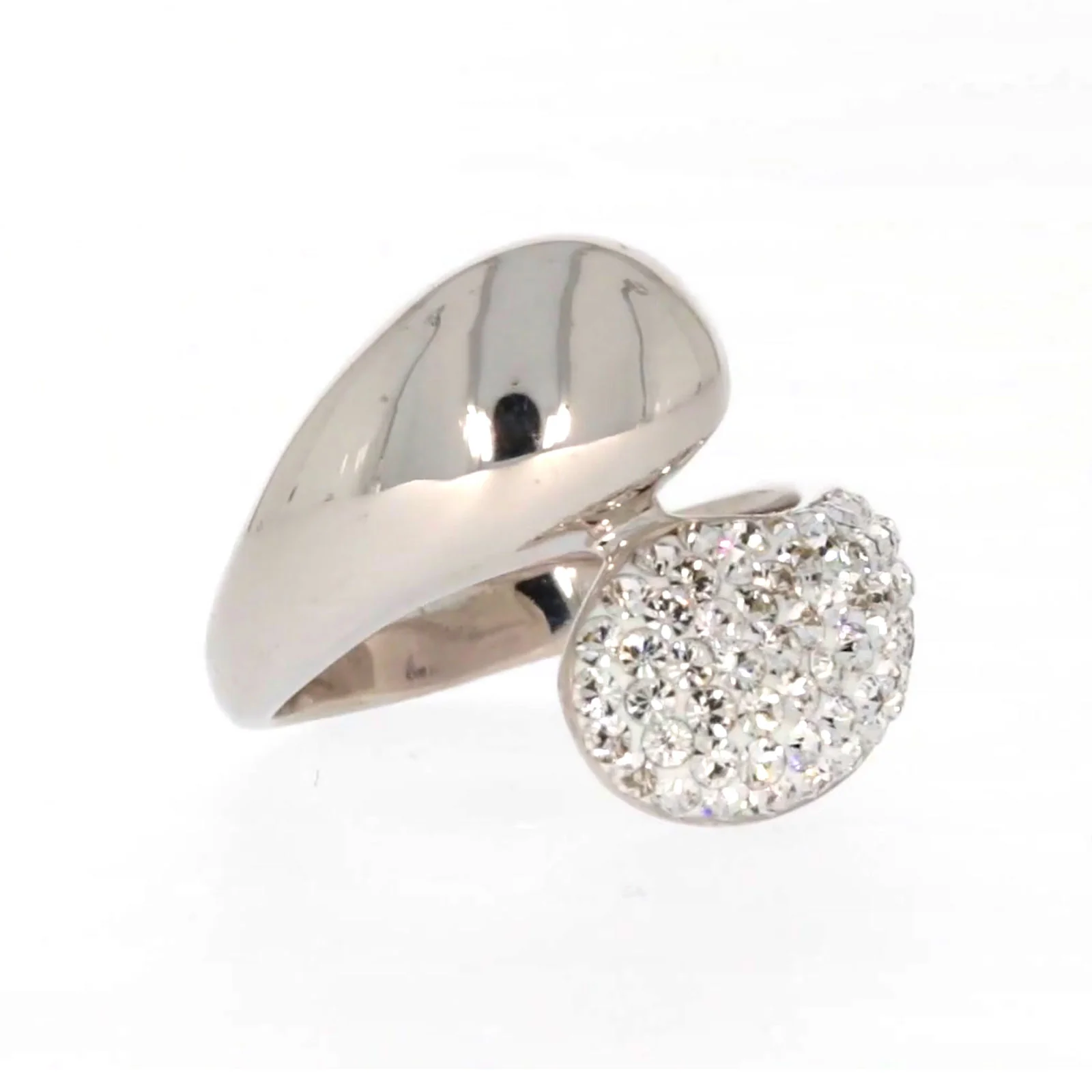 Eclipse Sterling Silver Cross Over Ring Made with Austrian Crystal - Image 71