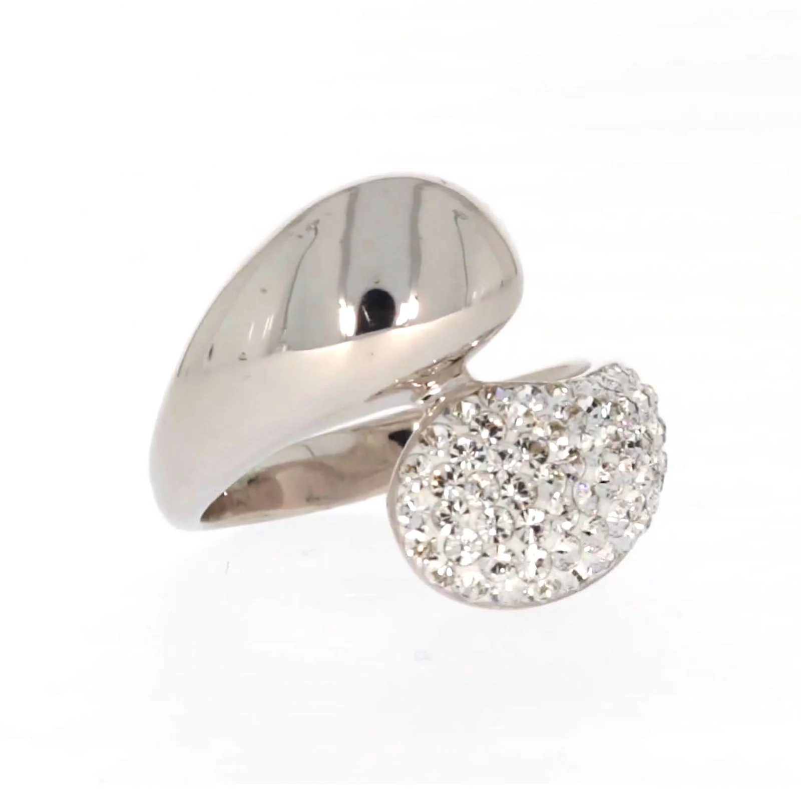 Eclipse Sterling Silver Cross Over Ring Made with Austrian Crystal - Image 72