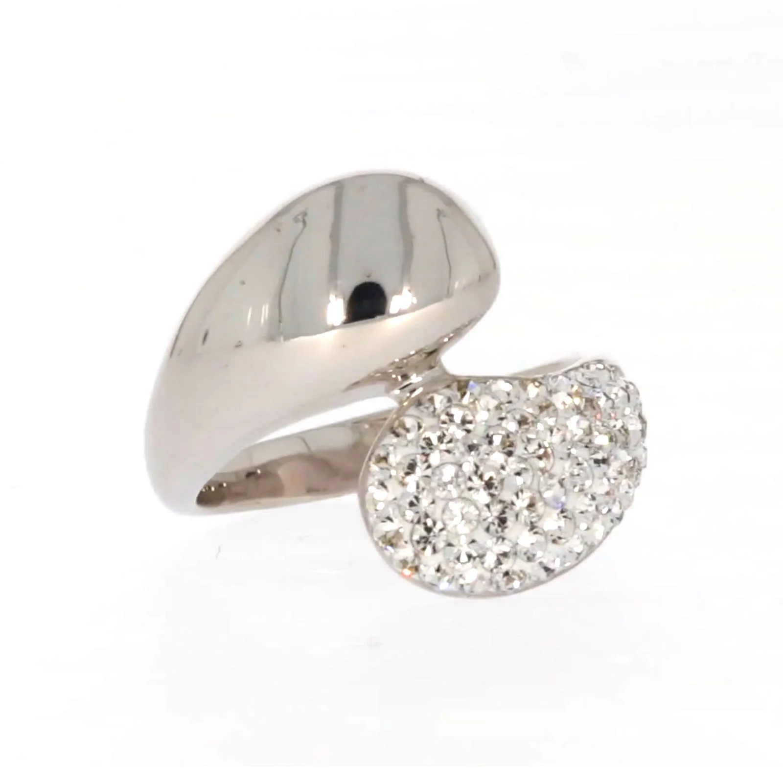 Eclipse Sterling Silver Cross Over Ring Made with Austrian Crystal - Image 73