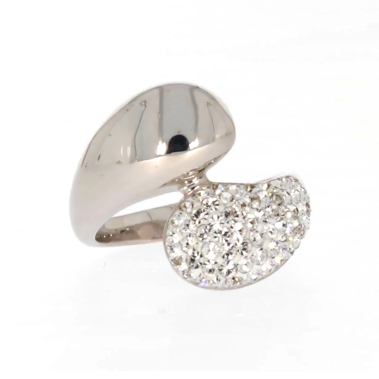 Eclipse Sterling Silver Cross Over Ring Made with Austrian Crystal - Image 74
