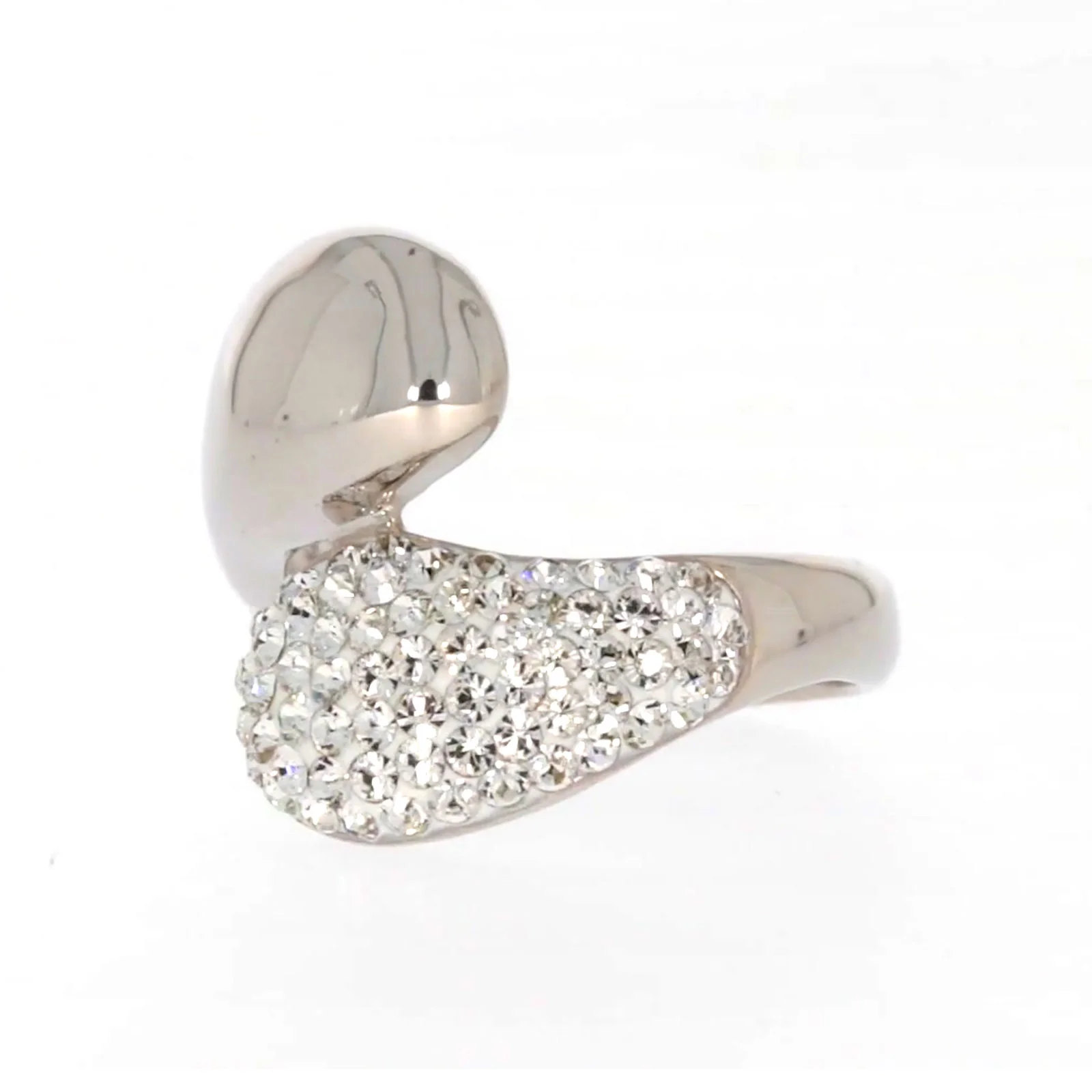 Eclipse Sterling Silver Cross Over Ring Made with Austrian Crystal - Image 9